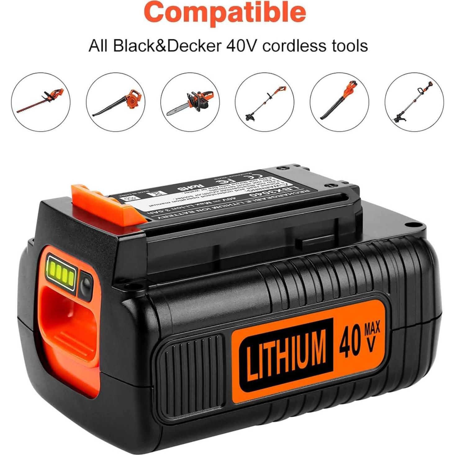 Batería ANTRobut 40V 3.5Ah para Black & Decker y Cargador