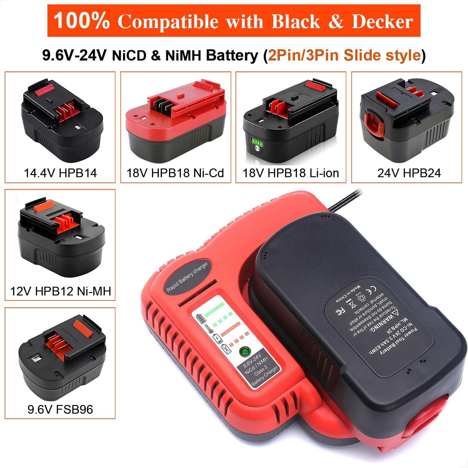 Cargador Rápido UNGINO 9.6V-18V para Black y Decker