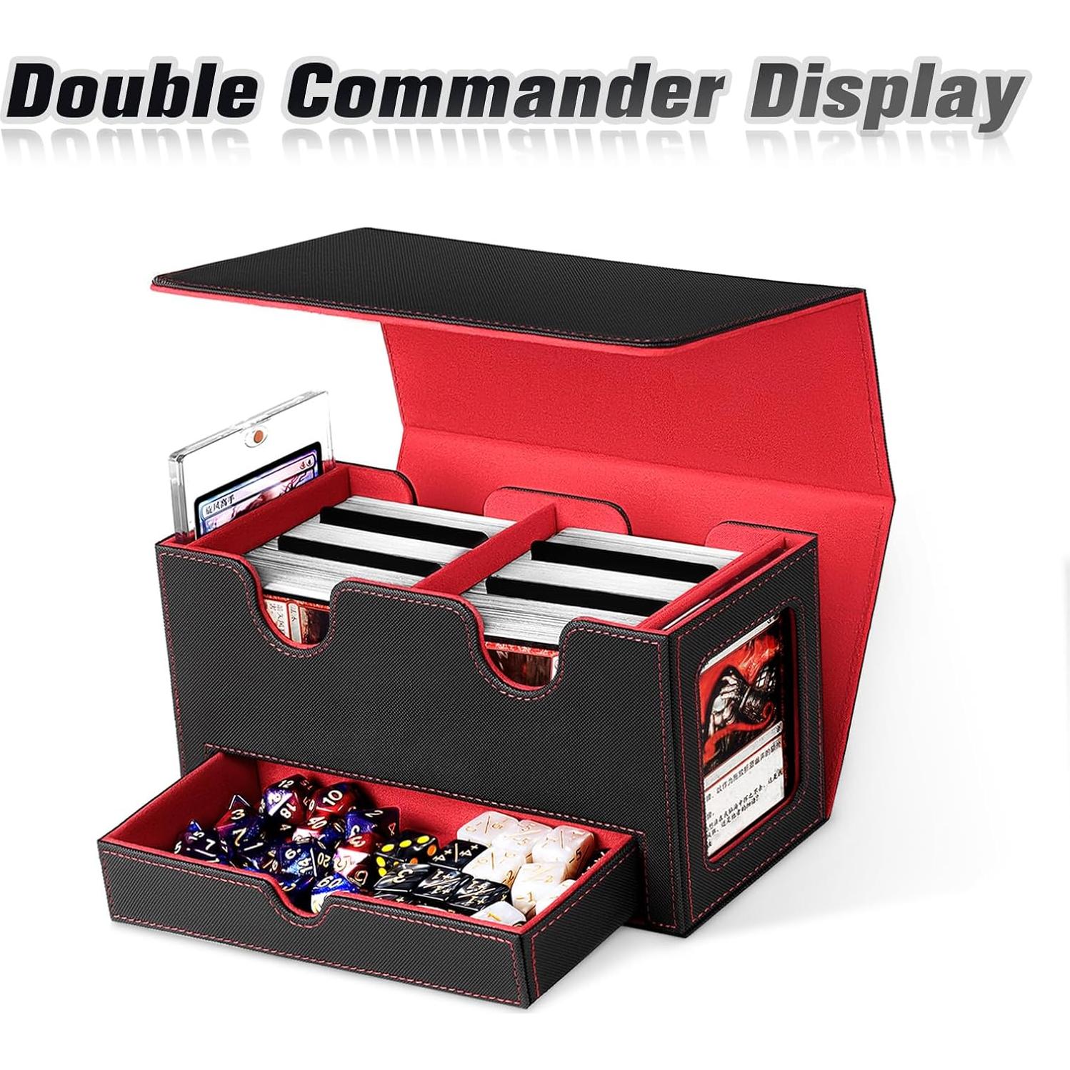 Caja de Deck HSMH para 310+ Cartas TCG - Negro Rojo