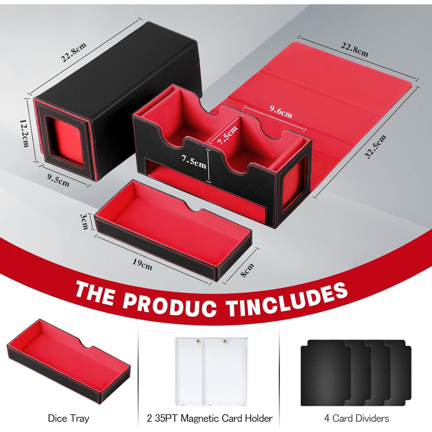 Caja de Deck HSMH para 310+ Cartas TCG - Negro Rojo