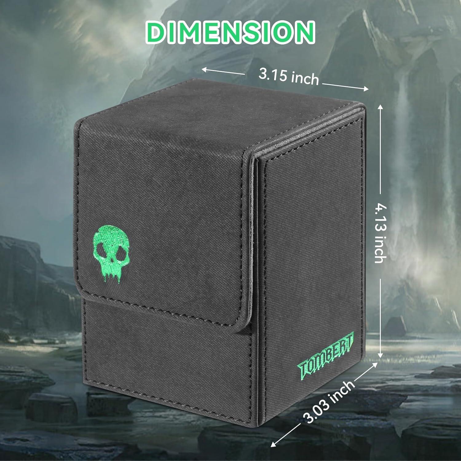 Caja de Barajas Tombert Verde y Negro para TCG - 150 Cartas