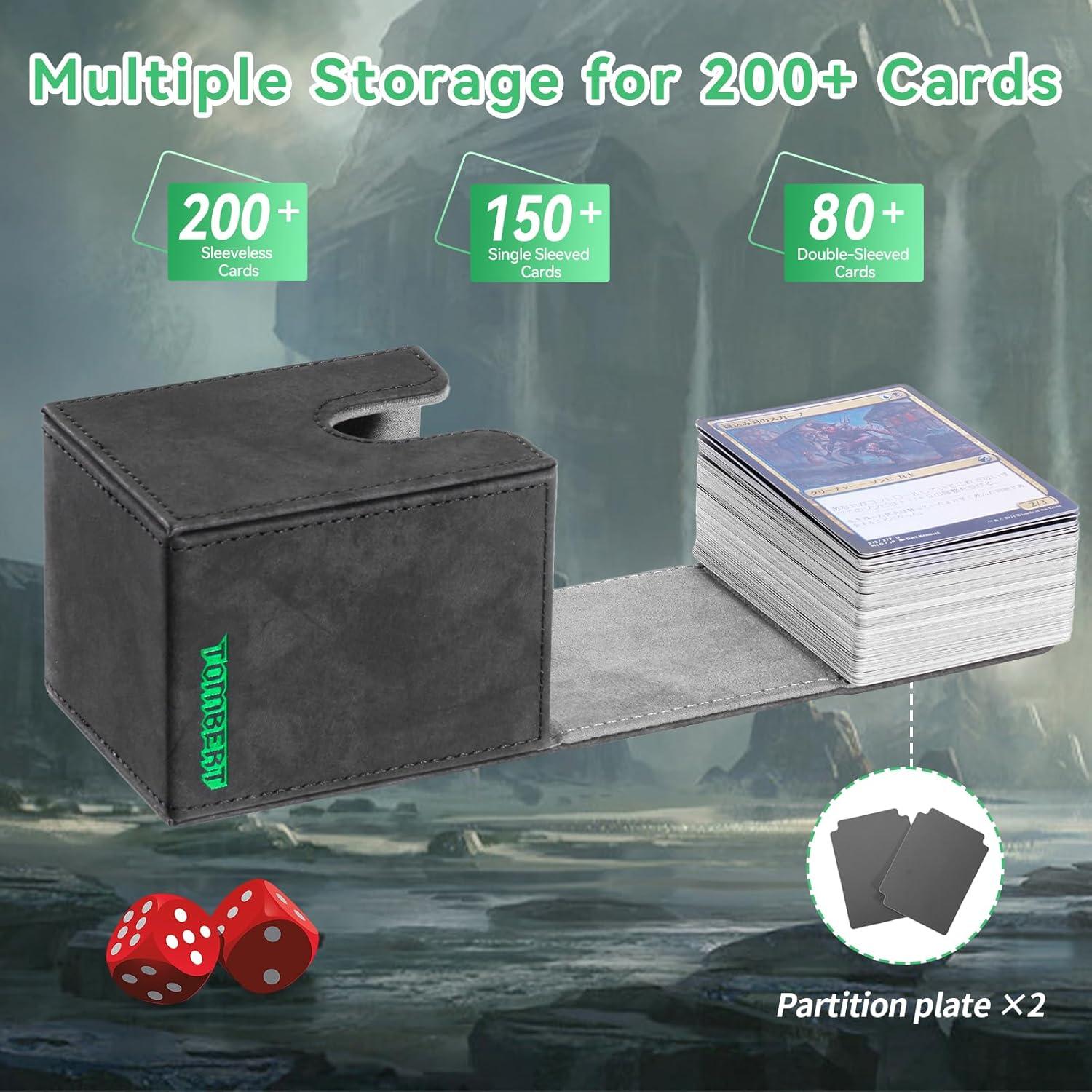 Caja de Barajas Tombert Verde y Negro para TCG - 150 Cartas