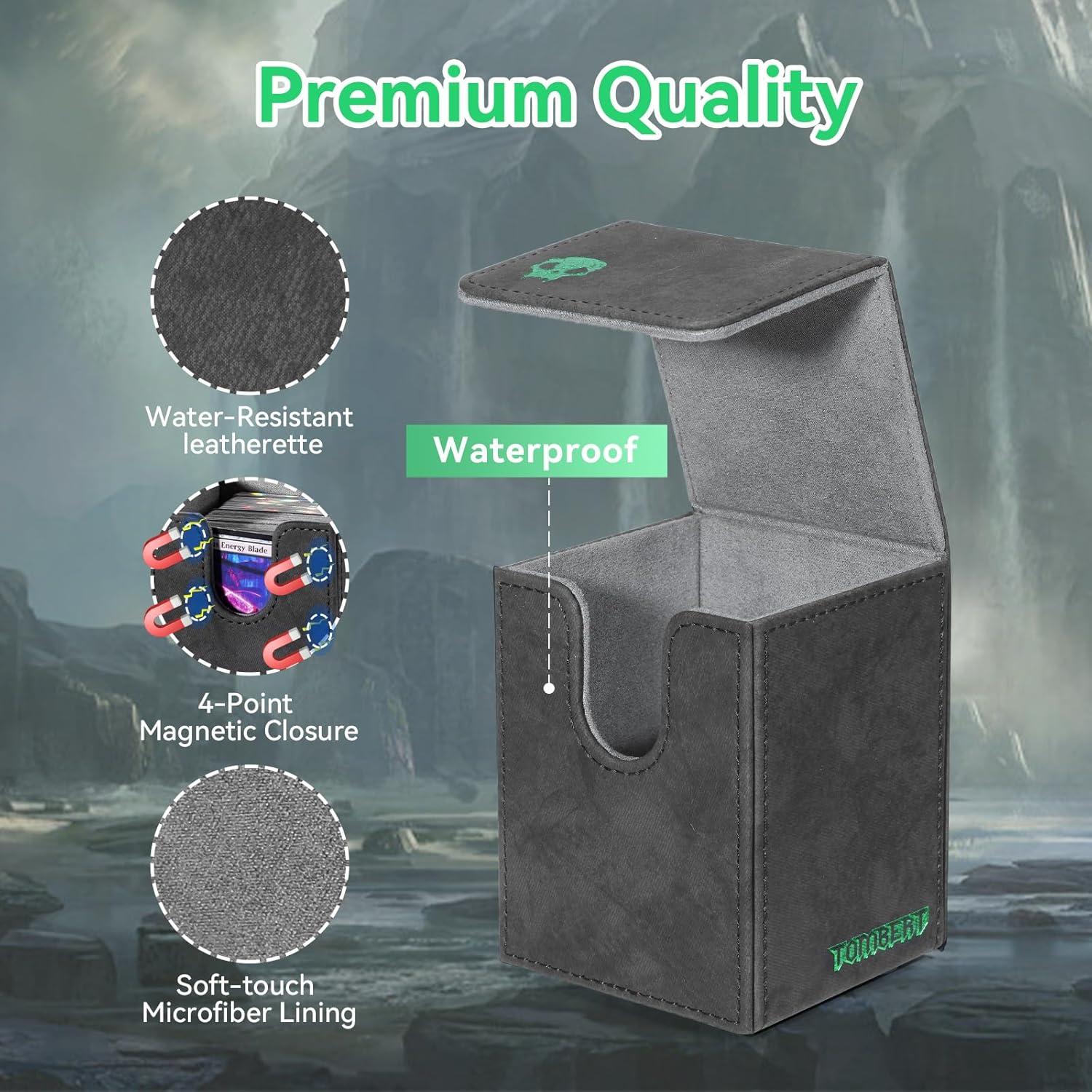 Caja de Barajas Tombert Verde y Negro para TCG - 150 Cartas