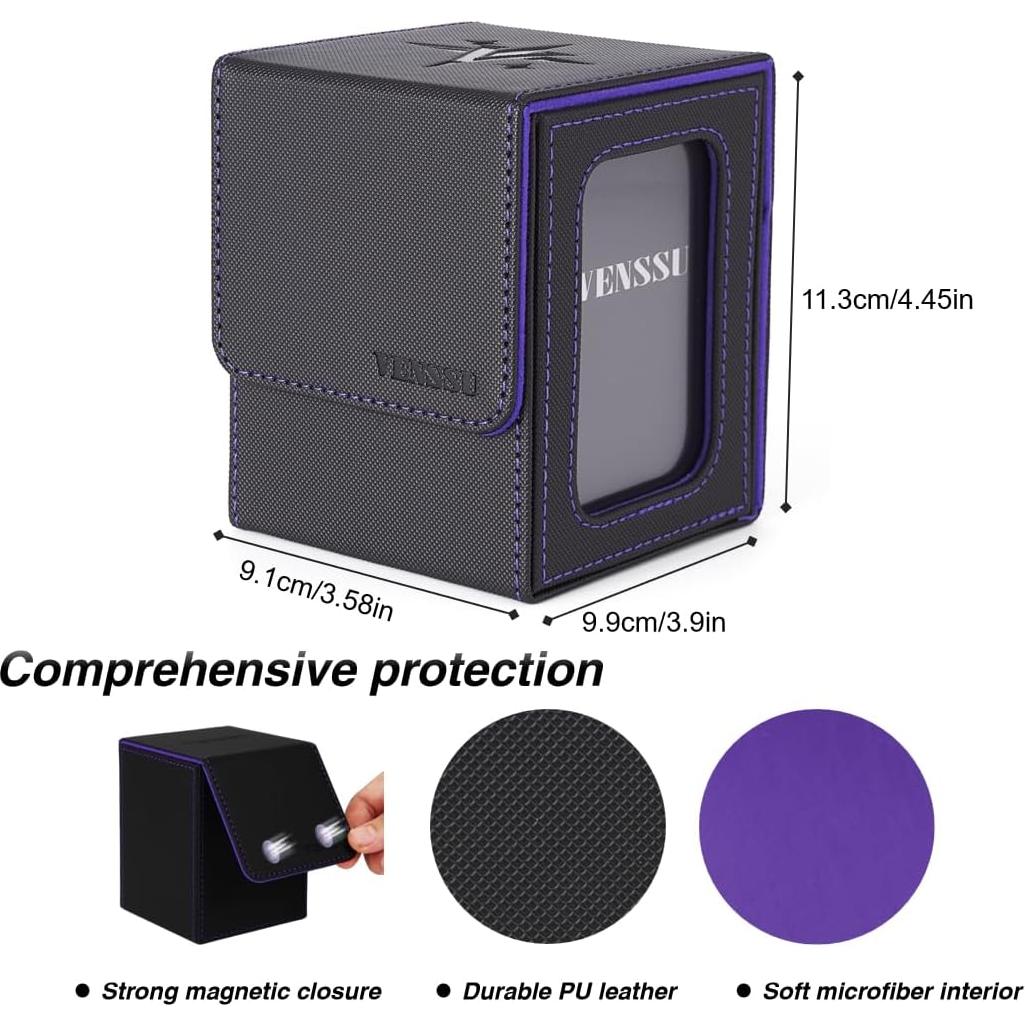 Caja de Cartas Venssu T331 para 100 Cartas con Ventanas