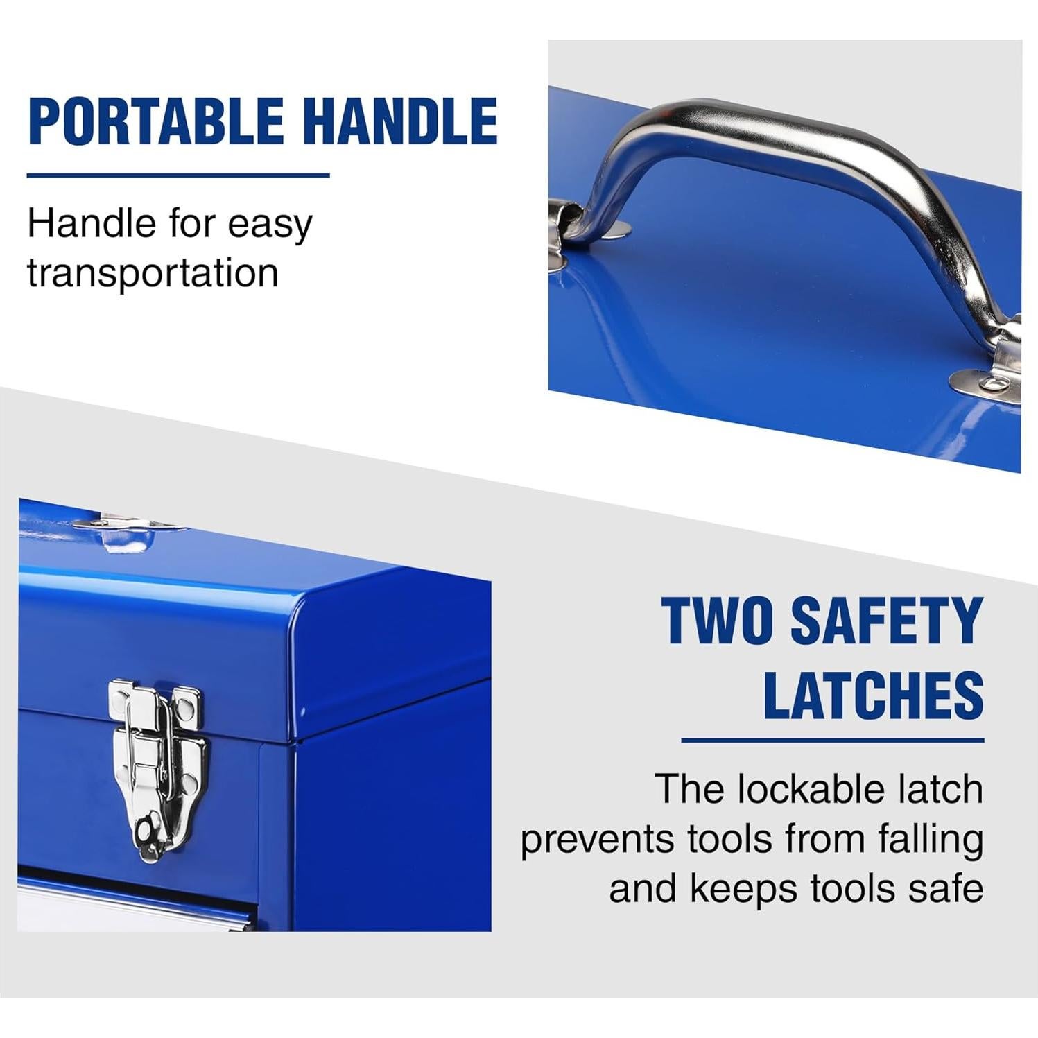 Caja de herramientas WORKPRO 46 cm con 2 cajones y 1 tapa