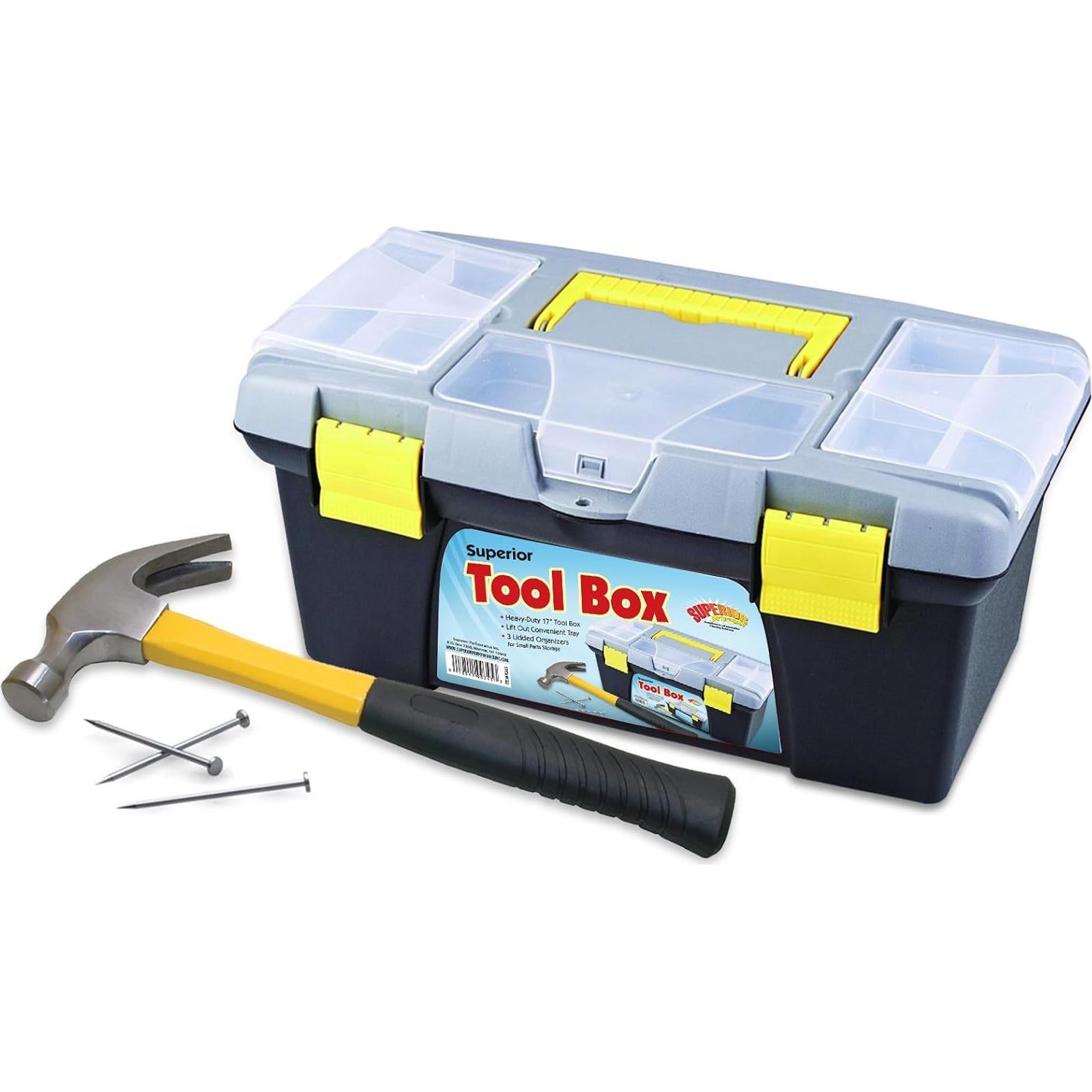 Caja de herramientas Superio 43 cm con organizadores y bandeja