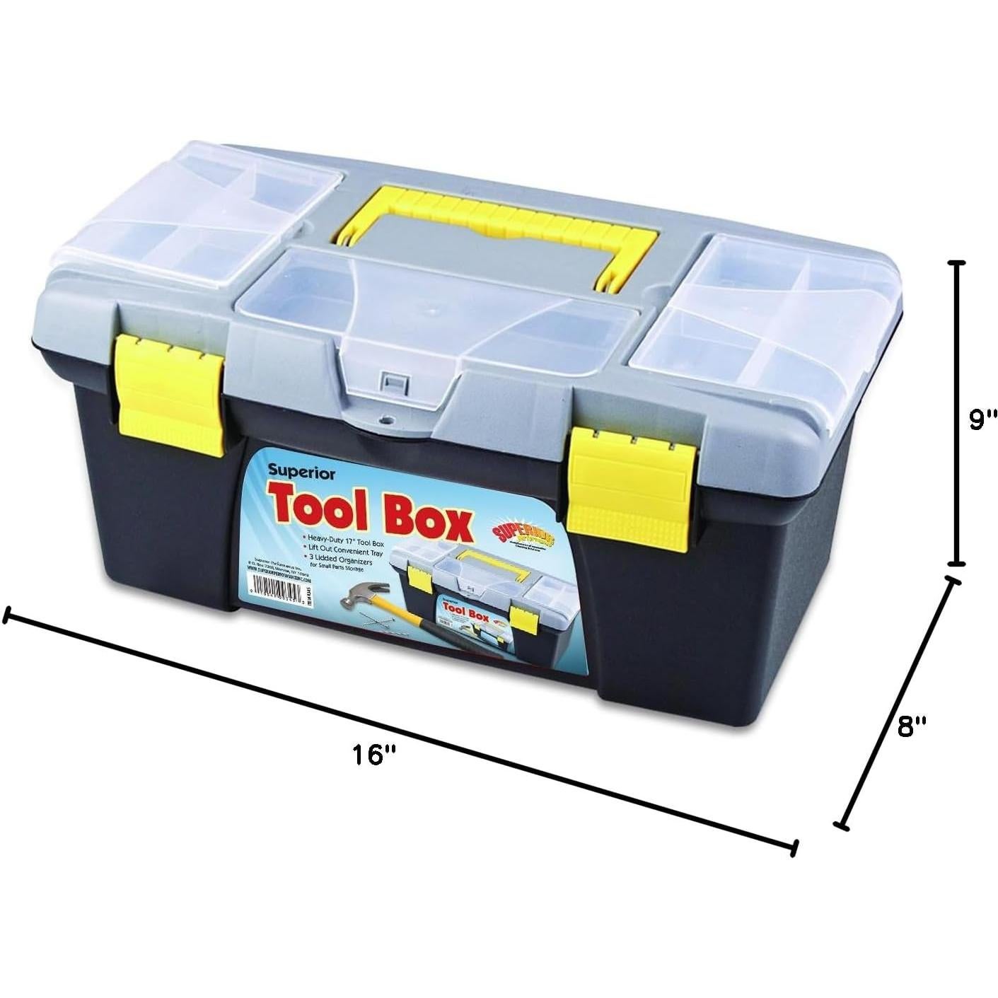 Caja de herramientas Superio 43 cm con organizadores y bandeja