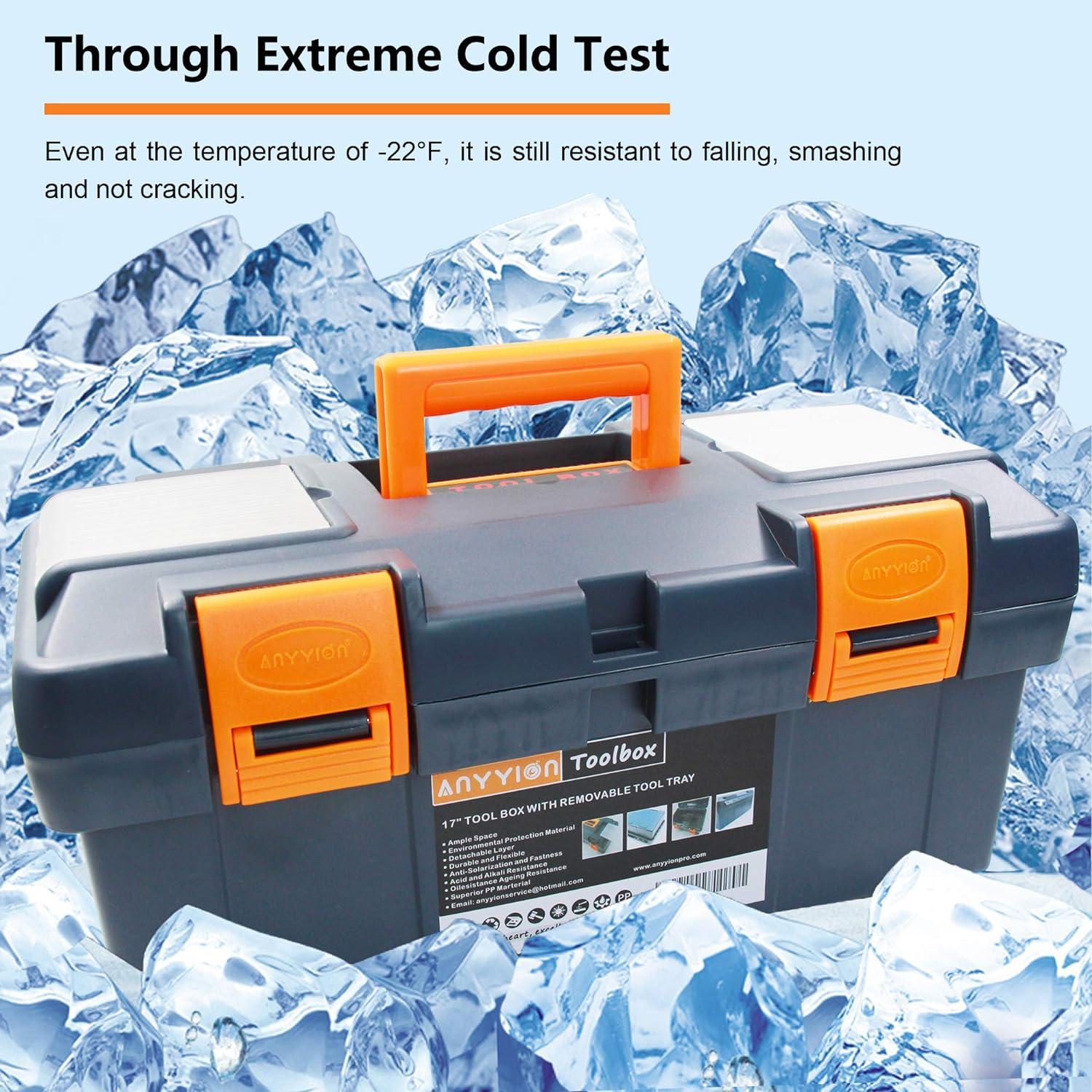 Caja de Herramientas Anyyion 43 cm con Bandeja Extraíble Azul