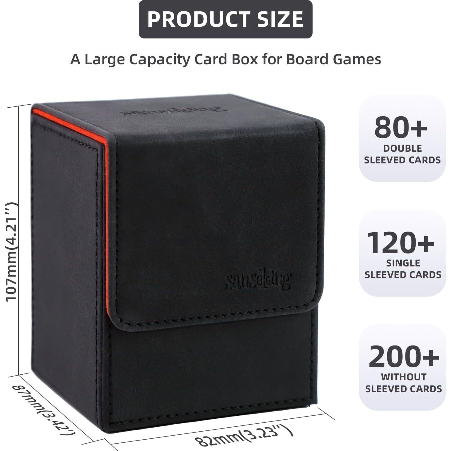 Caja de Barajas Sanseking Vertical para 100 Cartas TCG Negra