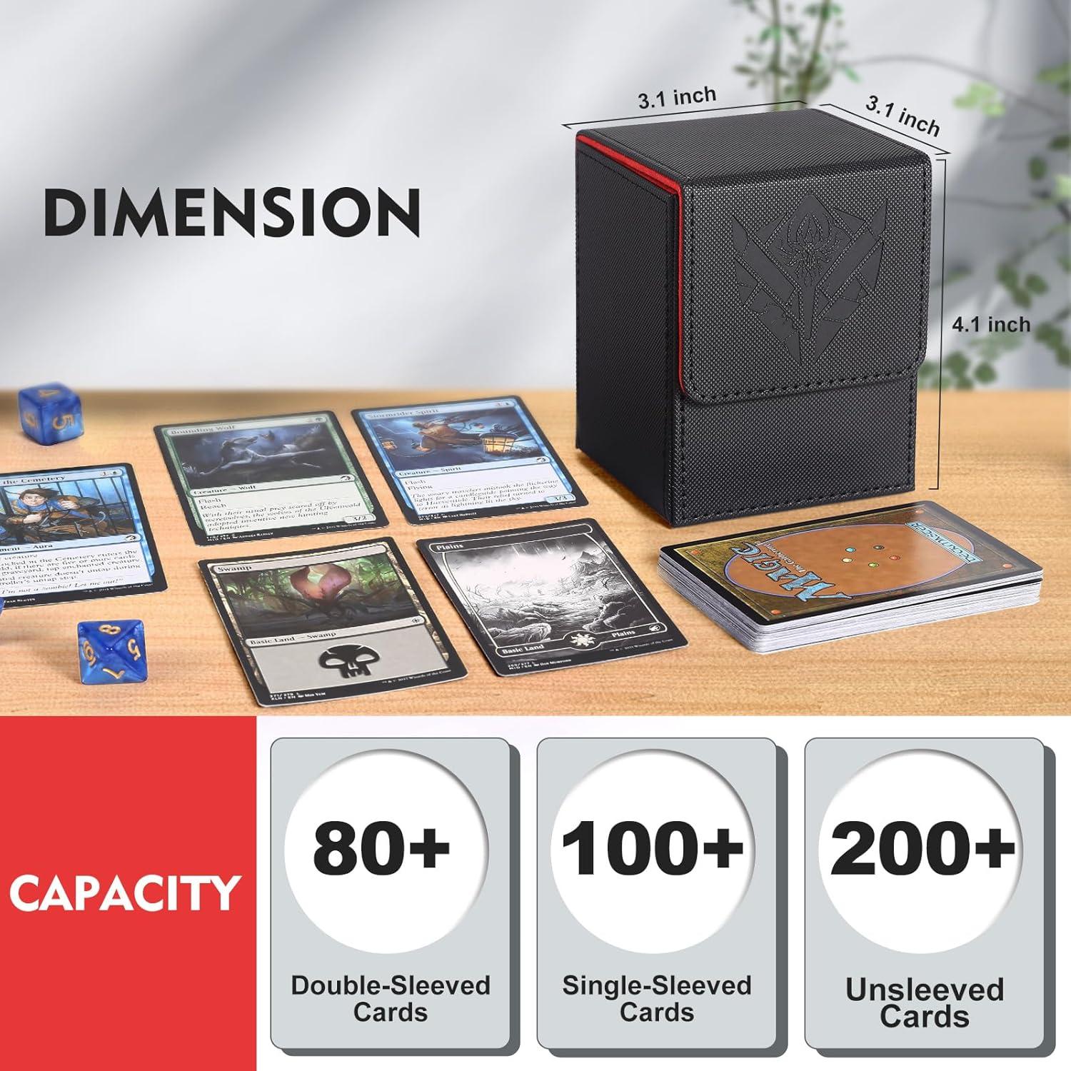 Caja de Cartas Komick PU Cuero 100+ Cartas Negro Azul