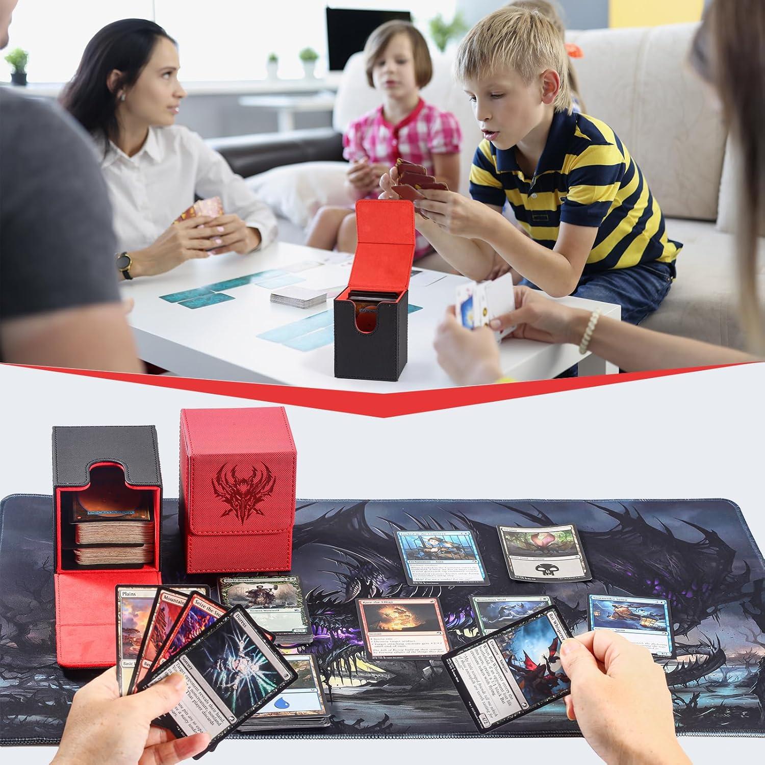 Caja de Cartas Komick PU Cuero 100+ Cartas Negro Azul