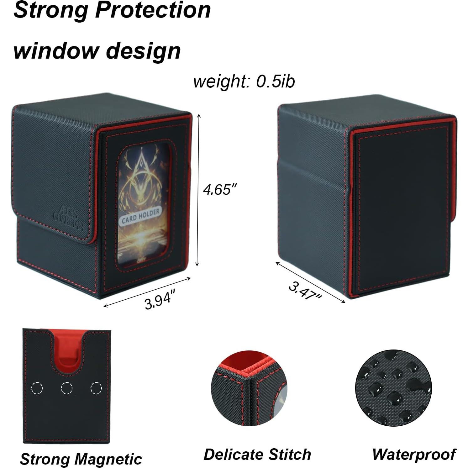 Caja de Barajas AEGIS GUARDIAN para MTG, 100 Cartas, Negro/Rojo