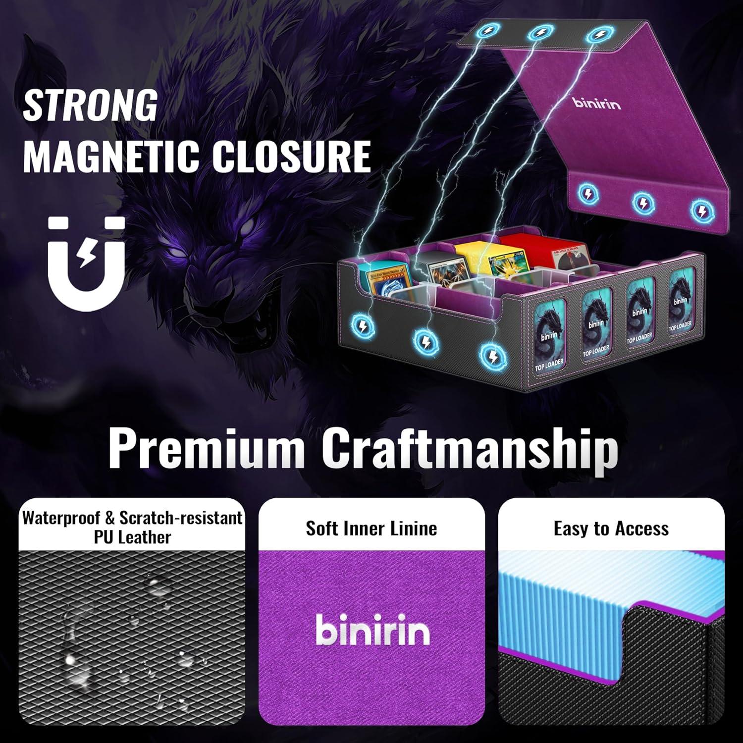 Caja de Almacenamiento TCG Binirin 3000+ Cartas Negro/Púrpura