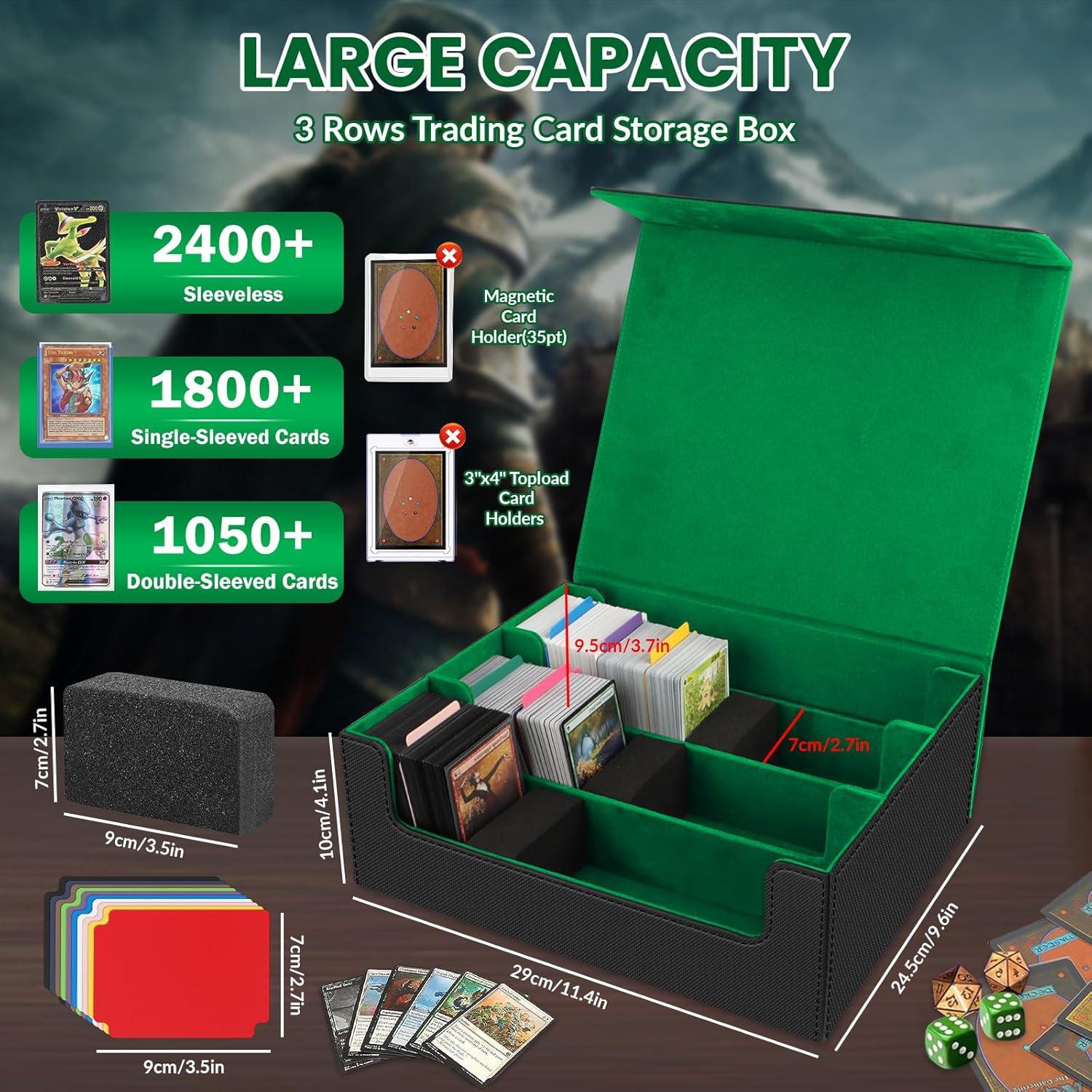 Caja de Almacenamiento de Cartas AOBOPLE 1800+ con Divisores