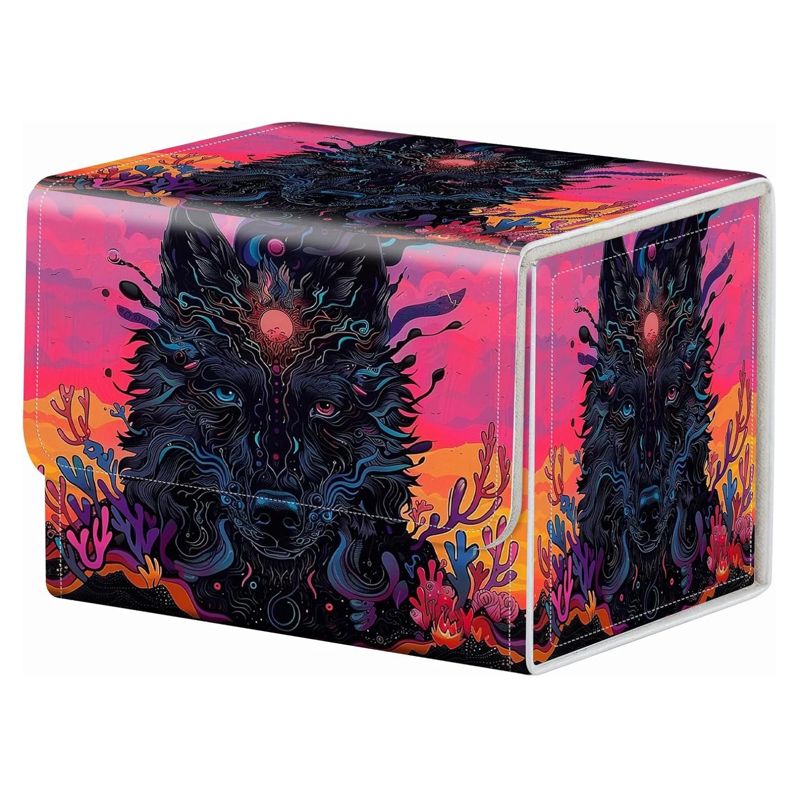Caja de Almacenamiento de Cartas RMJKXQZG Lobo Negro 200 Cartas