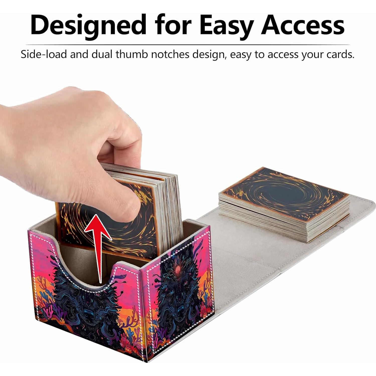 Caja de Almacenamiento de Cartas RMJKXQZG Lobo Negro 200 Cartas