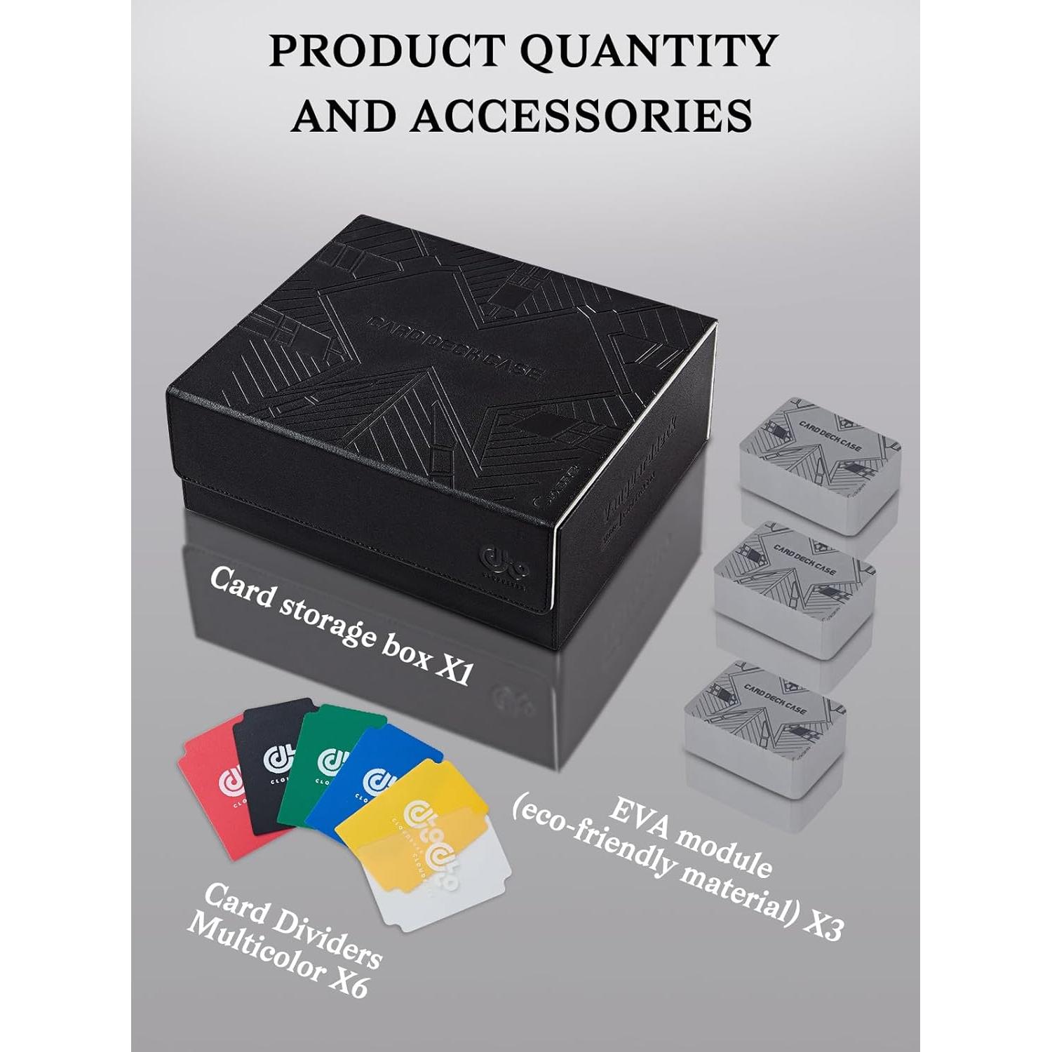 Caja de Almacenamiento de Cartas Cloudever PU Negra 456 Cargas