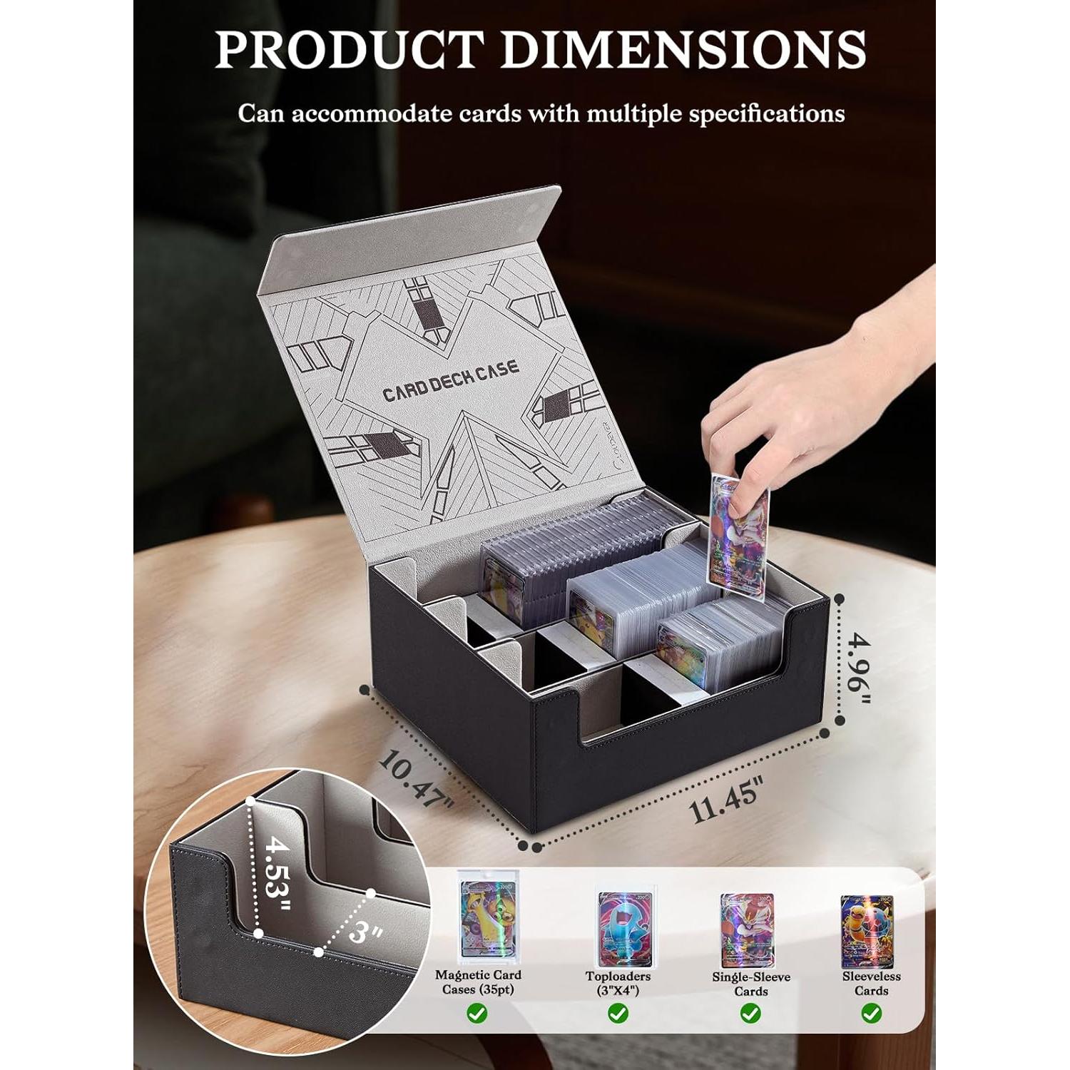Caja de Almacenamiento de Cartas Cloudever PU Negra 456 Cargas