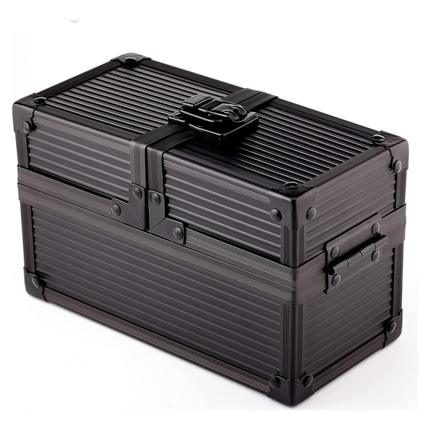 Caja de Metal Doble KakapopoTCG Negra para Cartas y Dados