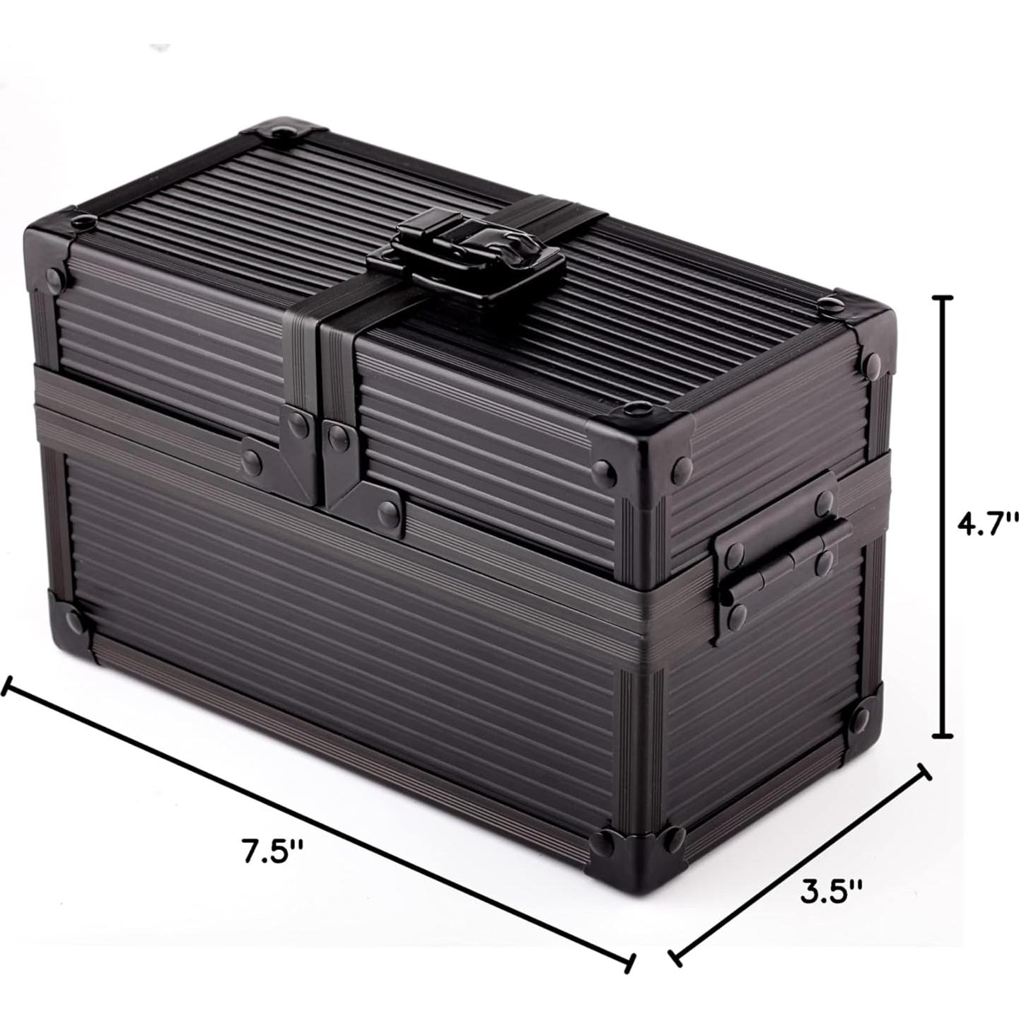 Caja de Metal Doble KakapopoTCG Negra para Cartas y Dados