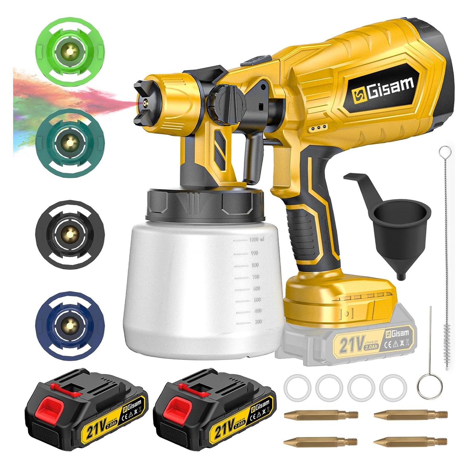 Pulverizador de pintura Gisam 1000ml 2 baterías HVLP