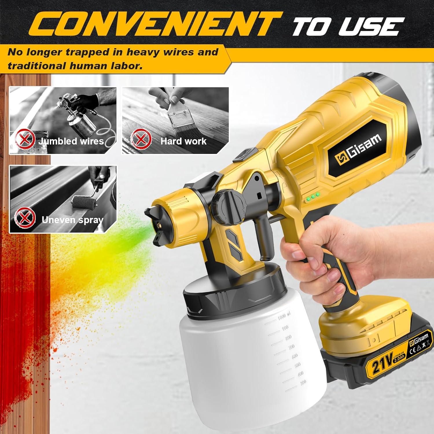 Pulverizador de pintura Gisam 1000ml 2 baterías HVLP