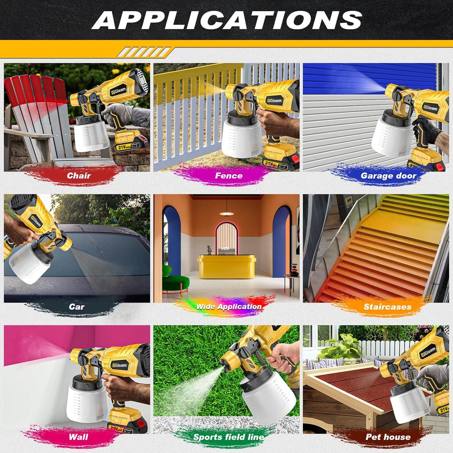 Pulverizador de pintura Gisam 1000ml 2 baterías HVLP