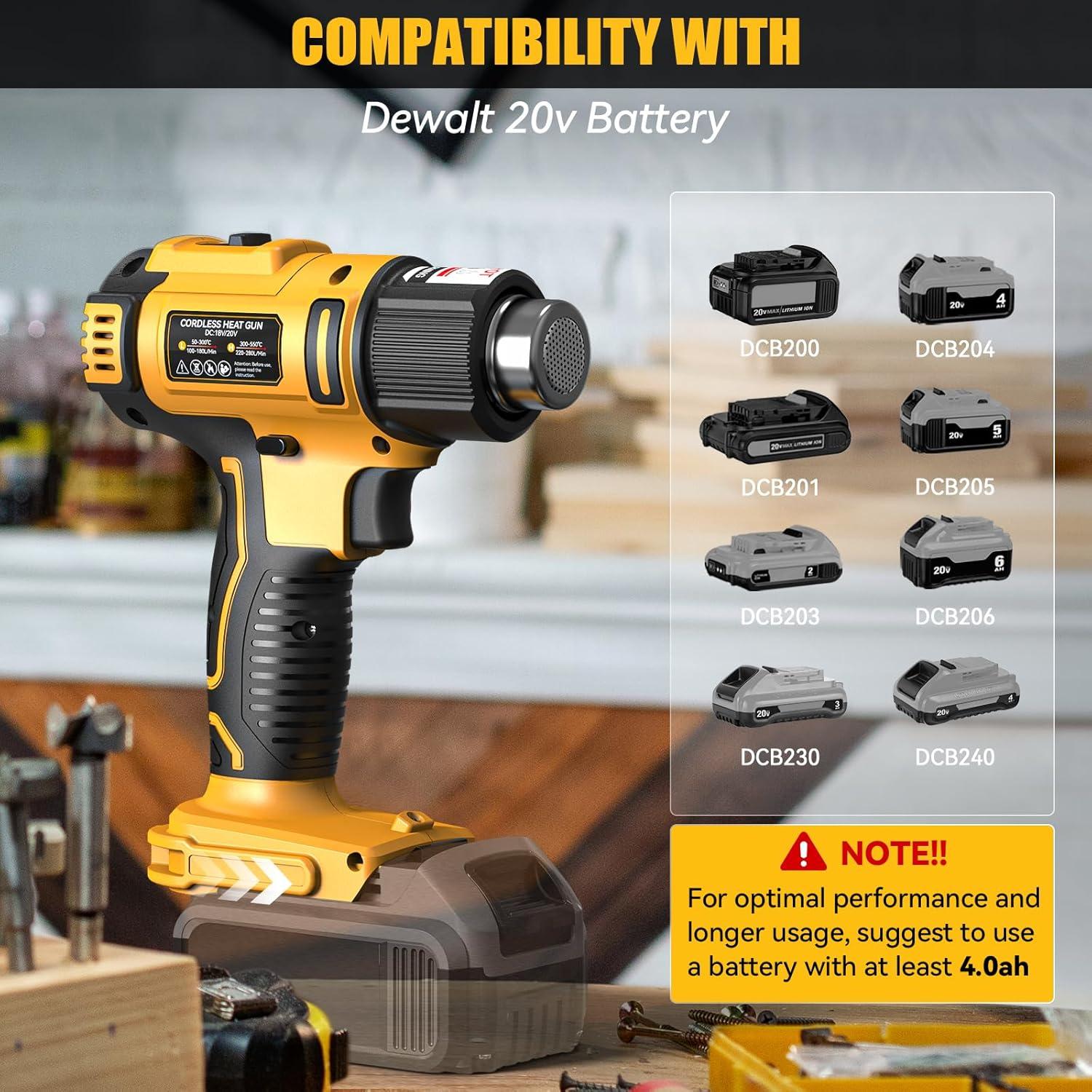 Pistola de Calor Inalámbrica LIVOWALNY 350W Dewalt 20V