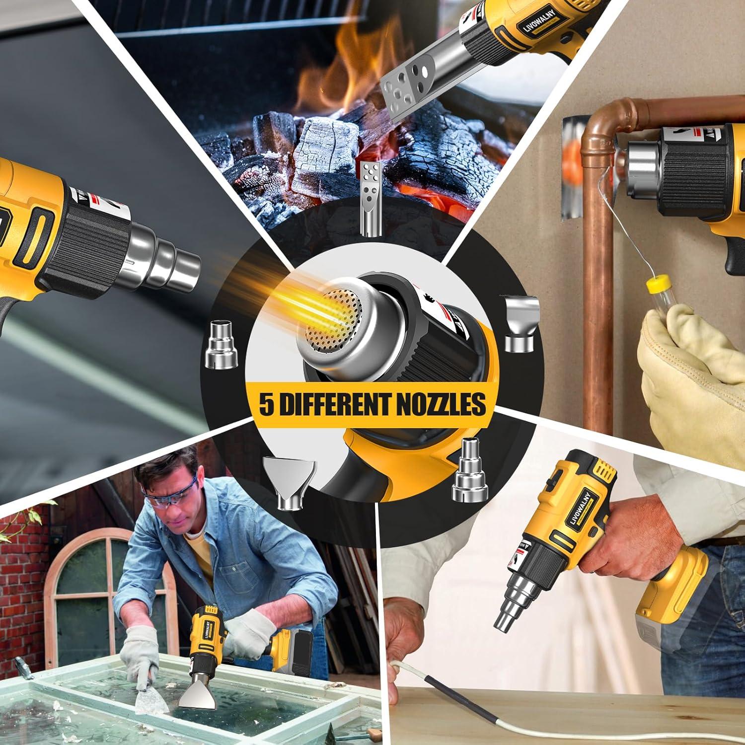 Pistola de Calor Inalámbrica LIVOWALNY 350W Dewalt 20V