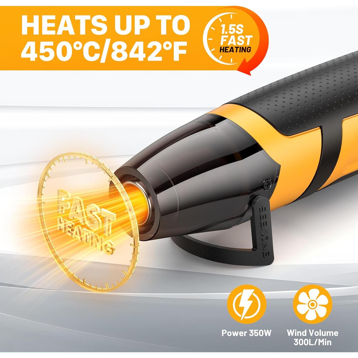 Pistola de Calor SEEKONE HG350 350W 2 Temperaturas 260-450C