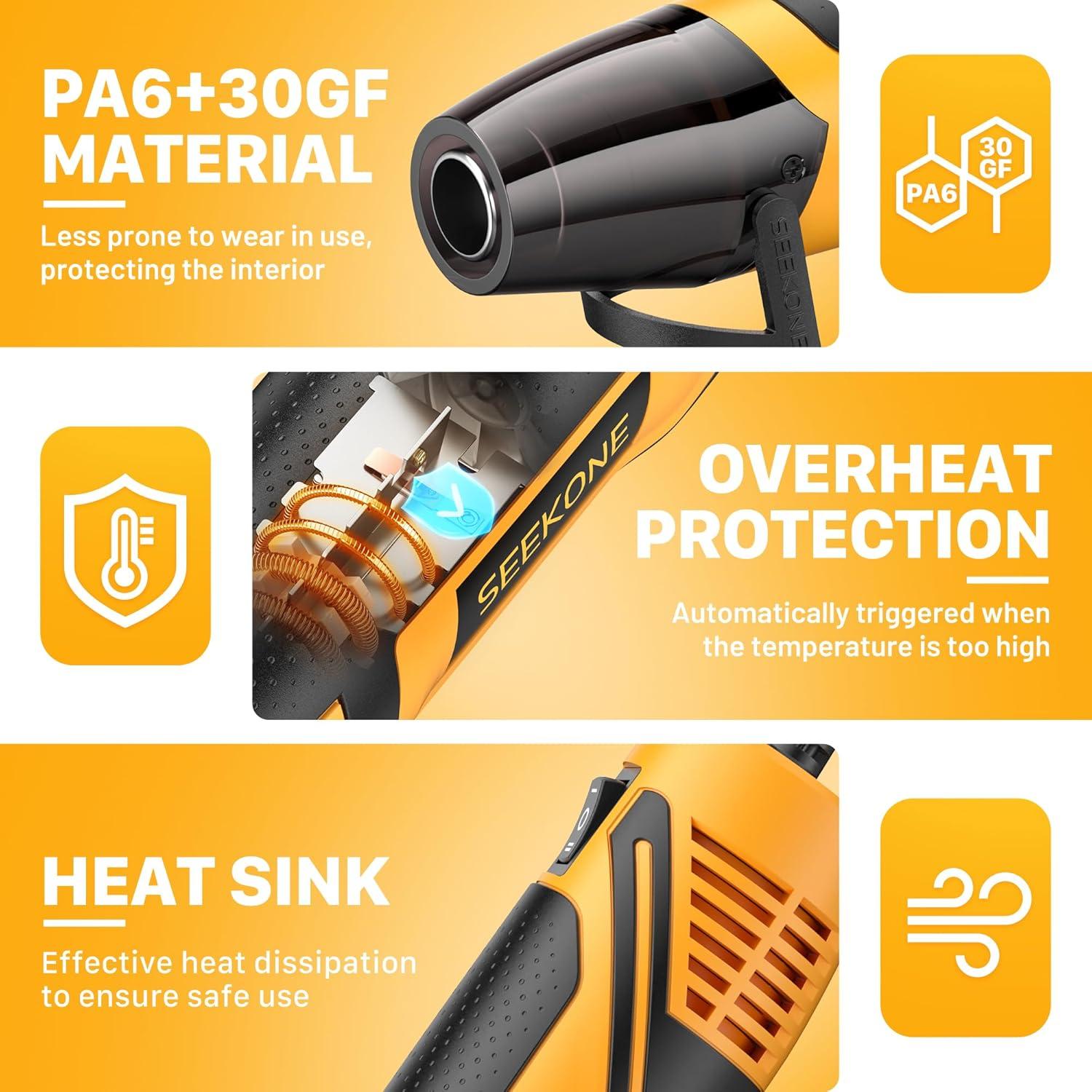 Pistola de Calor SEEKONE HG350 350W 2 Temperaturas 260-450C