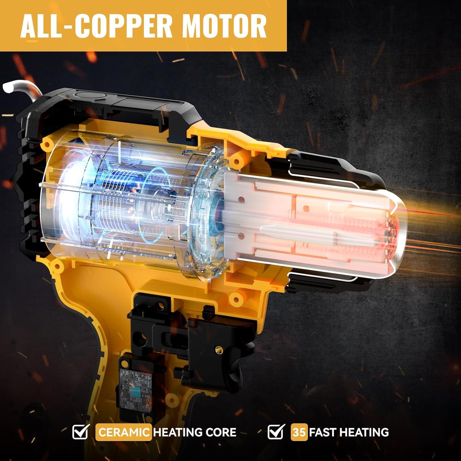 Pistola de Calor Inalámbrica Dewalt 20V 350W con 4 Boquillas