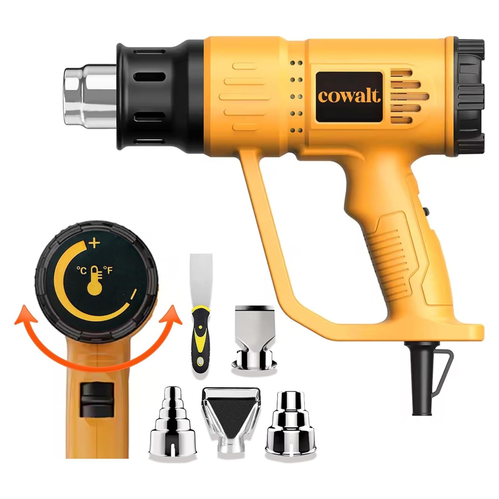 Pistola de Calor 1800W Cowalt con Temperatura Ajustable y Boquillas