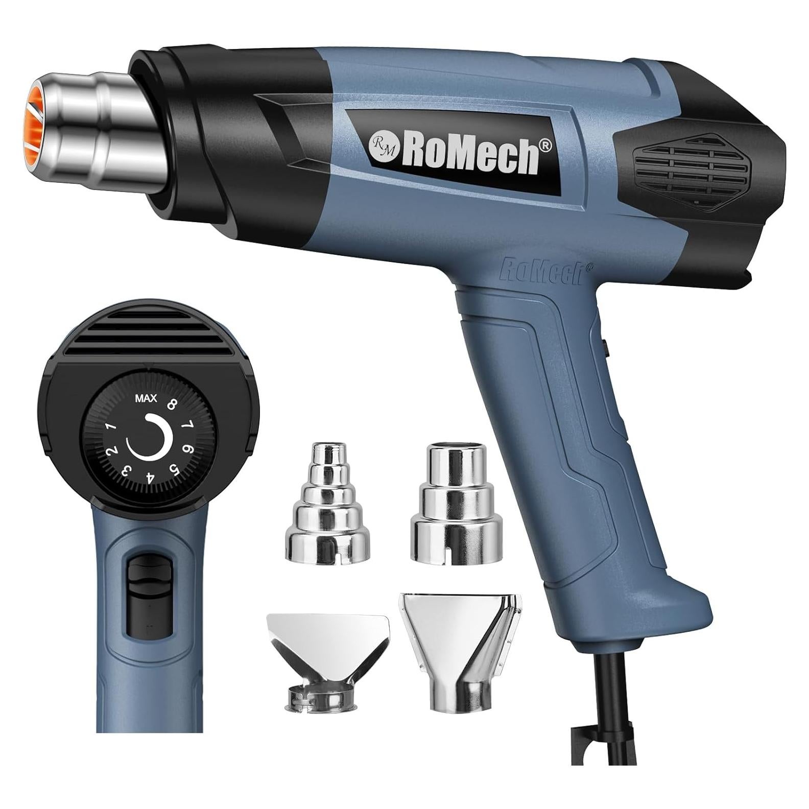 Pistola de Calor ROMECH 1500W 4 Boquillas Azul