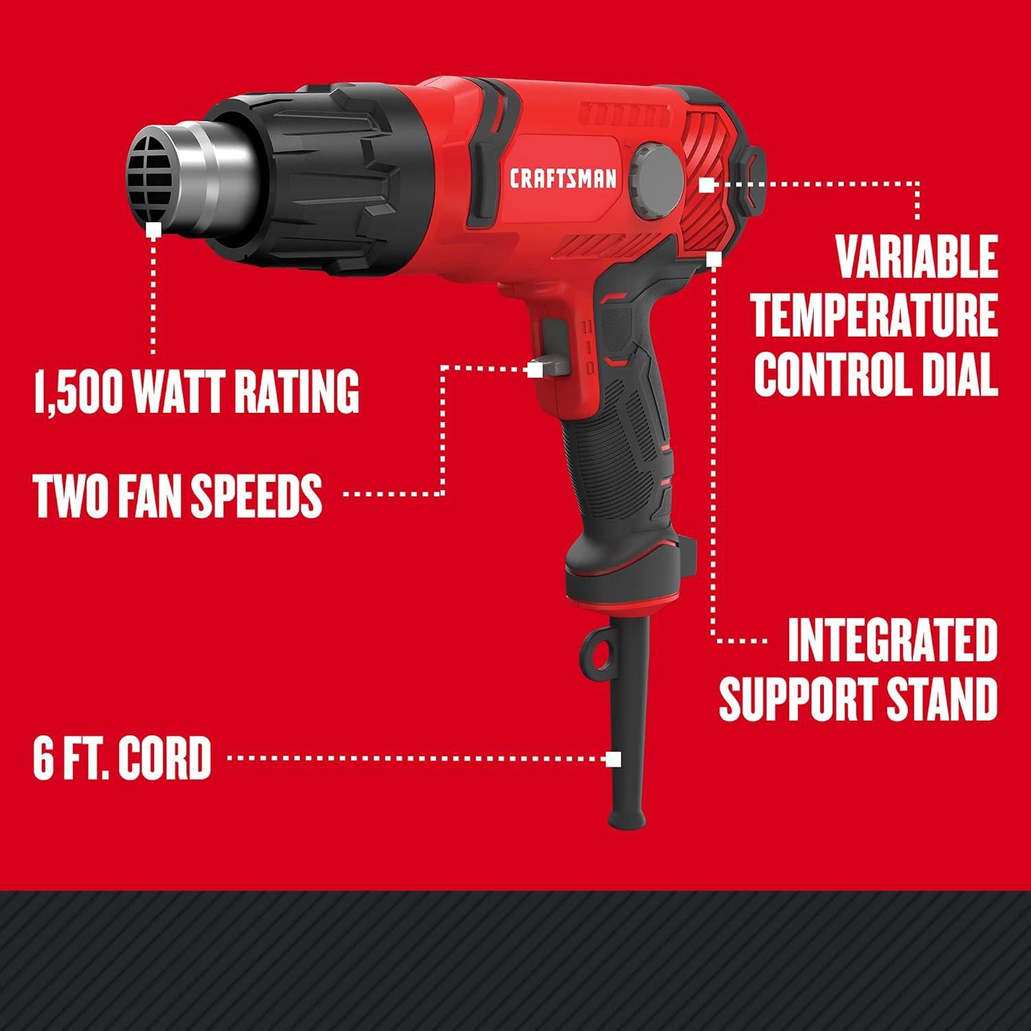 Pistola de Calor CRAFTSMAN CMEE531 1500W Ajuste 49-649°C