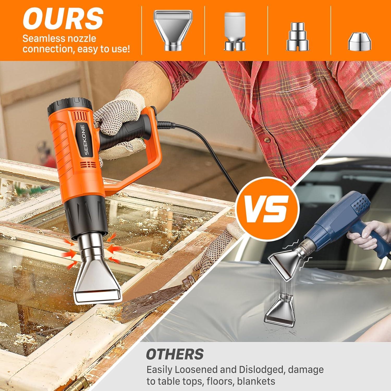 Pistola de Calor SEEKONE 1800W Doble Temperatura 752-600°C