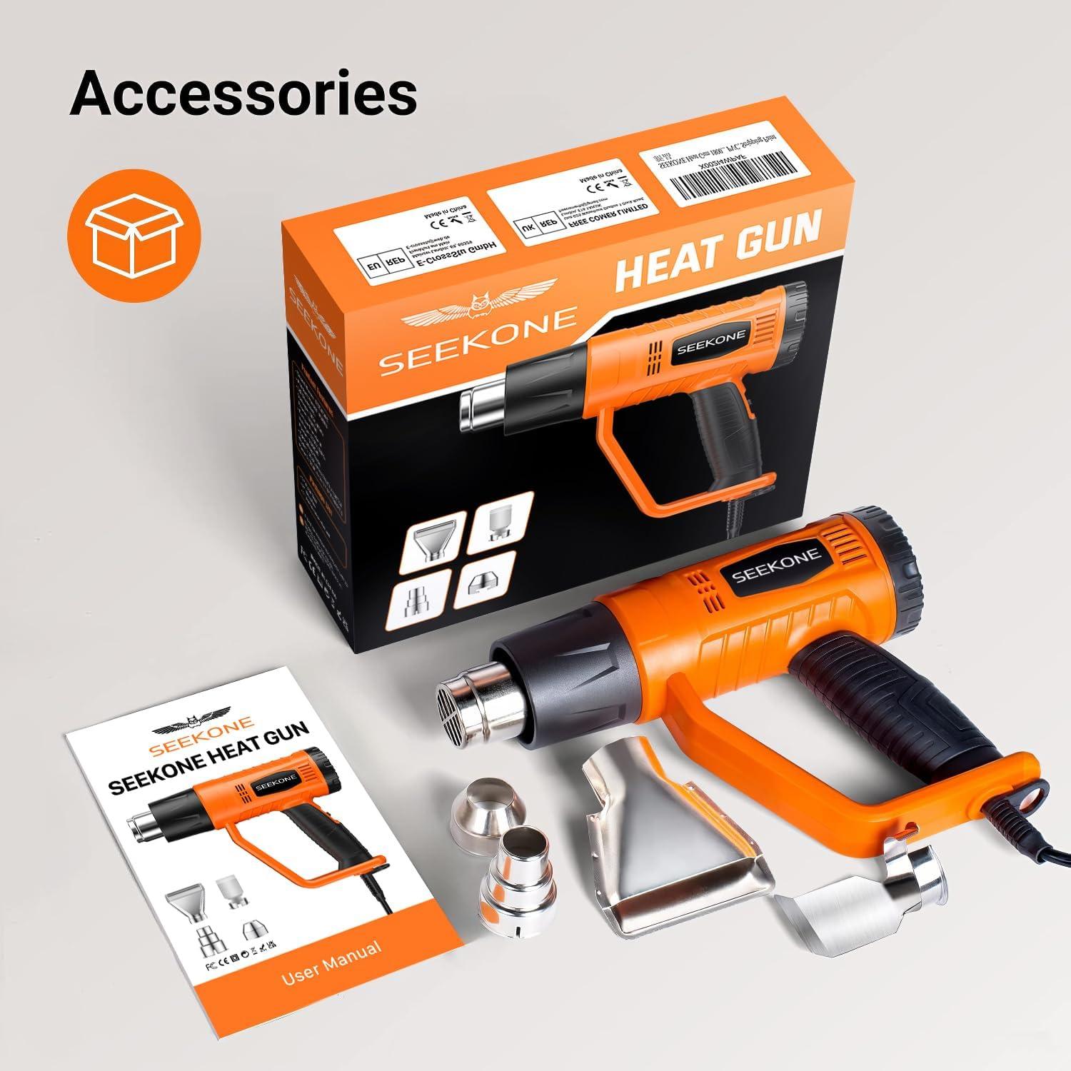 Pistola de Calor SEEKONE 1800W Doble Temperatura 752-600°C