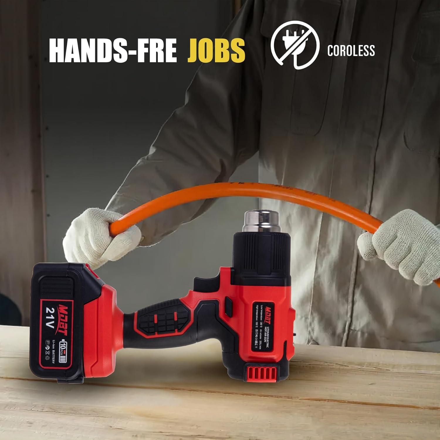 Pistola de Calor Inalámbrica MDBTTOOLS 21V 300W con 5 Boquillas