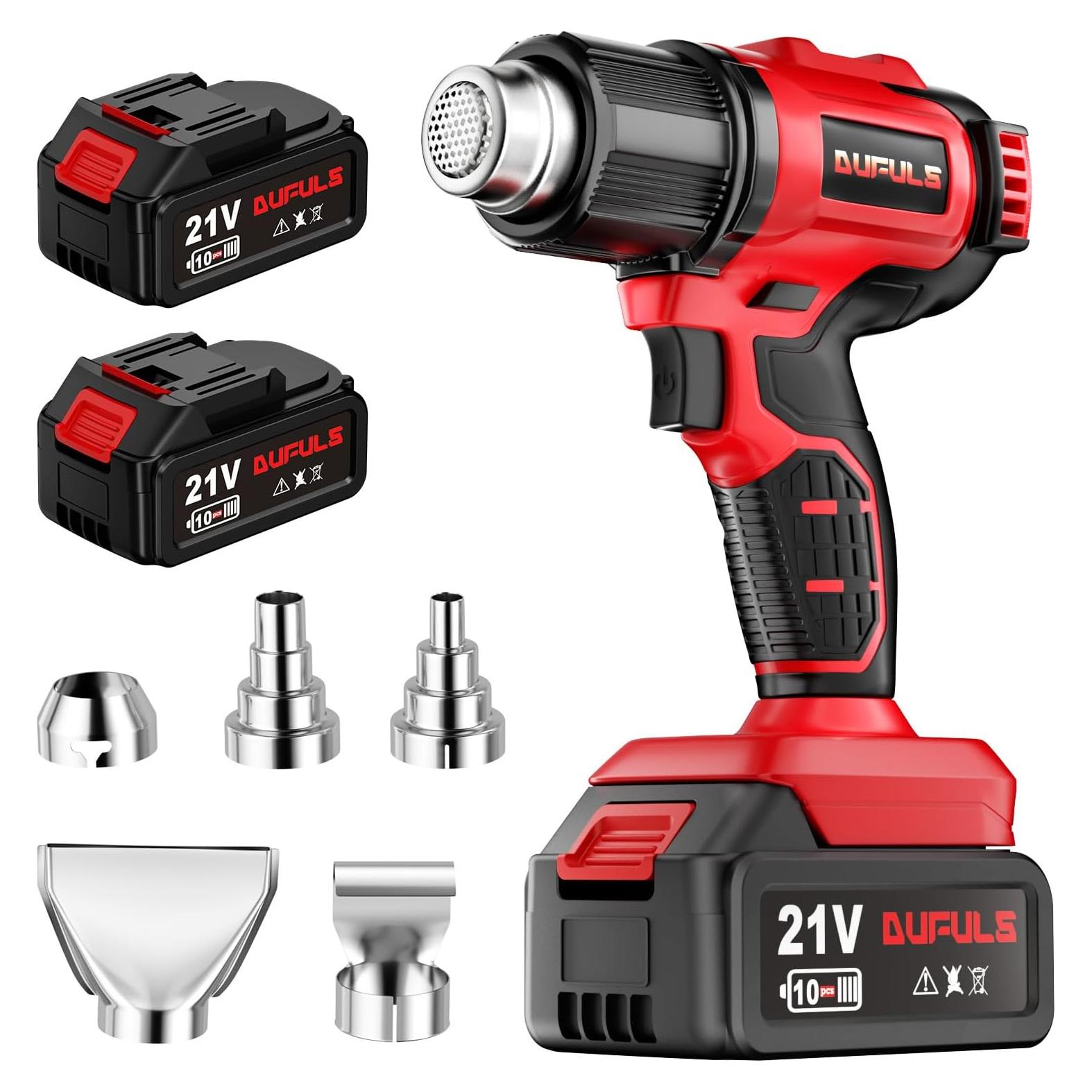 Pistola de Calor Inalámbrica Dufuls DS007R 550°C 5 Boquillas