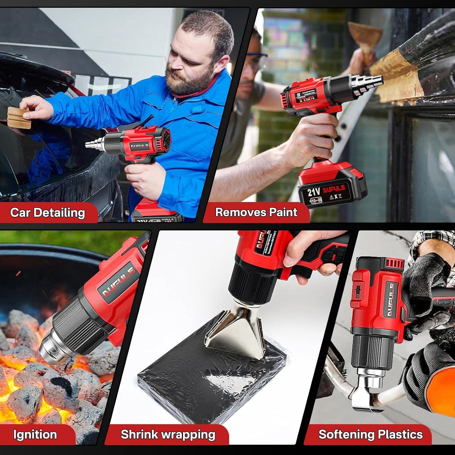 Pistola de Calor Inalámbrica Dufuls DS007R 550°C 5 Boquillas