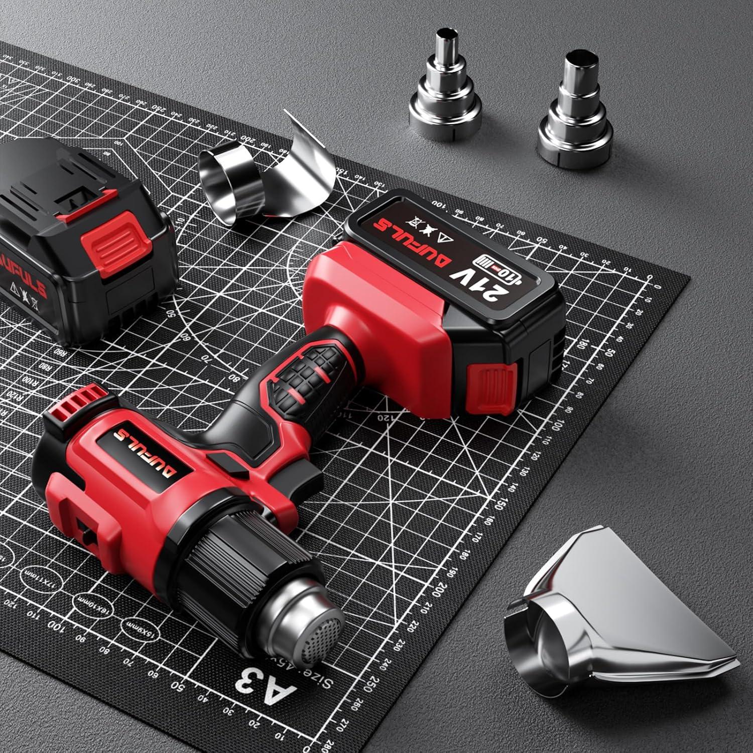 Pistola de Calor Inalámbrica Dufuls DS007R 550°C 5 Boquillas