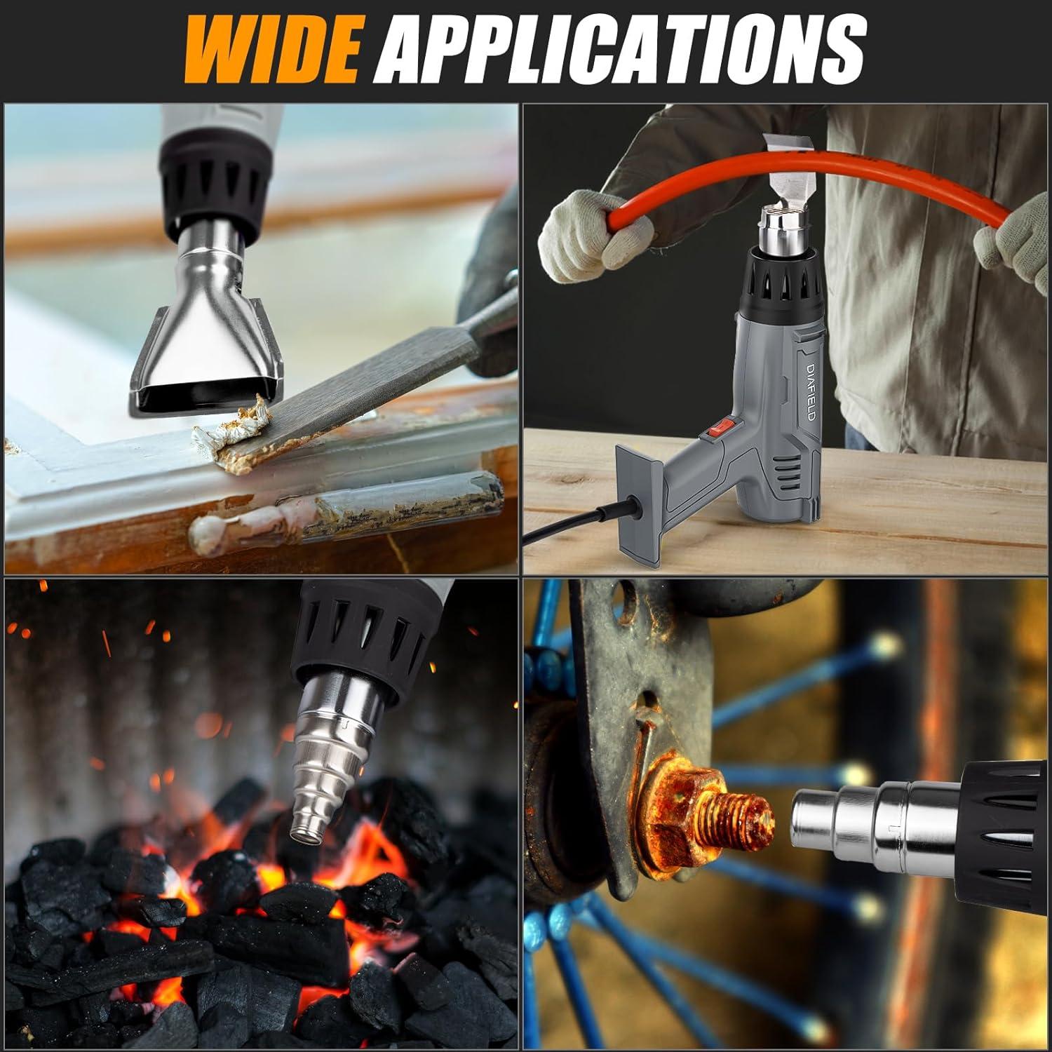 Pistola de Calor DIAFIELD 1850W con 4 Boquillas y Protección