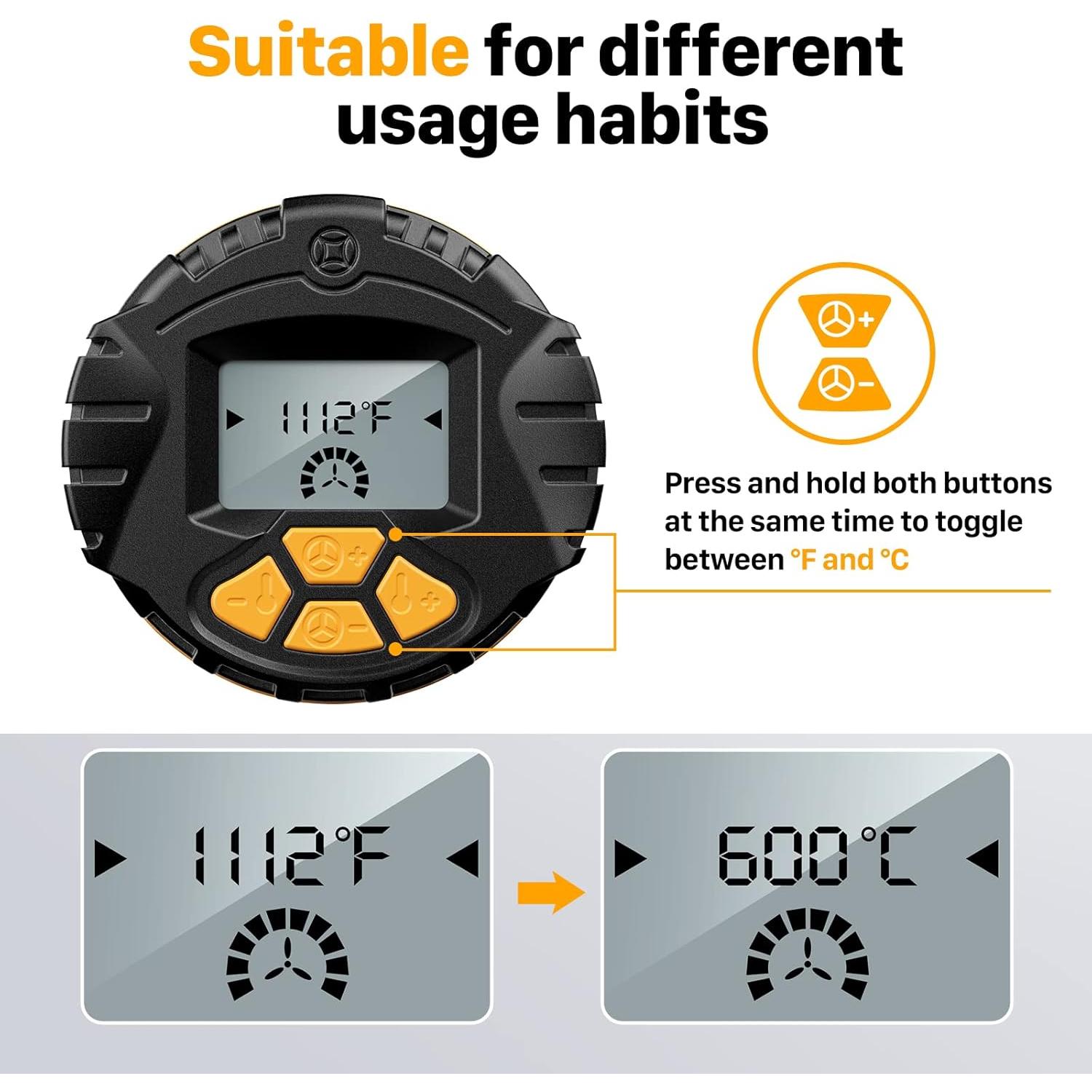 Pistola de Calor SEEKONE 1800W LCD 50-600°C 4 Boquillas