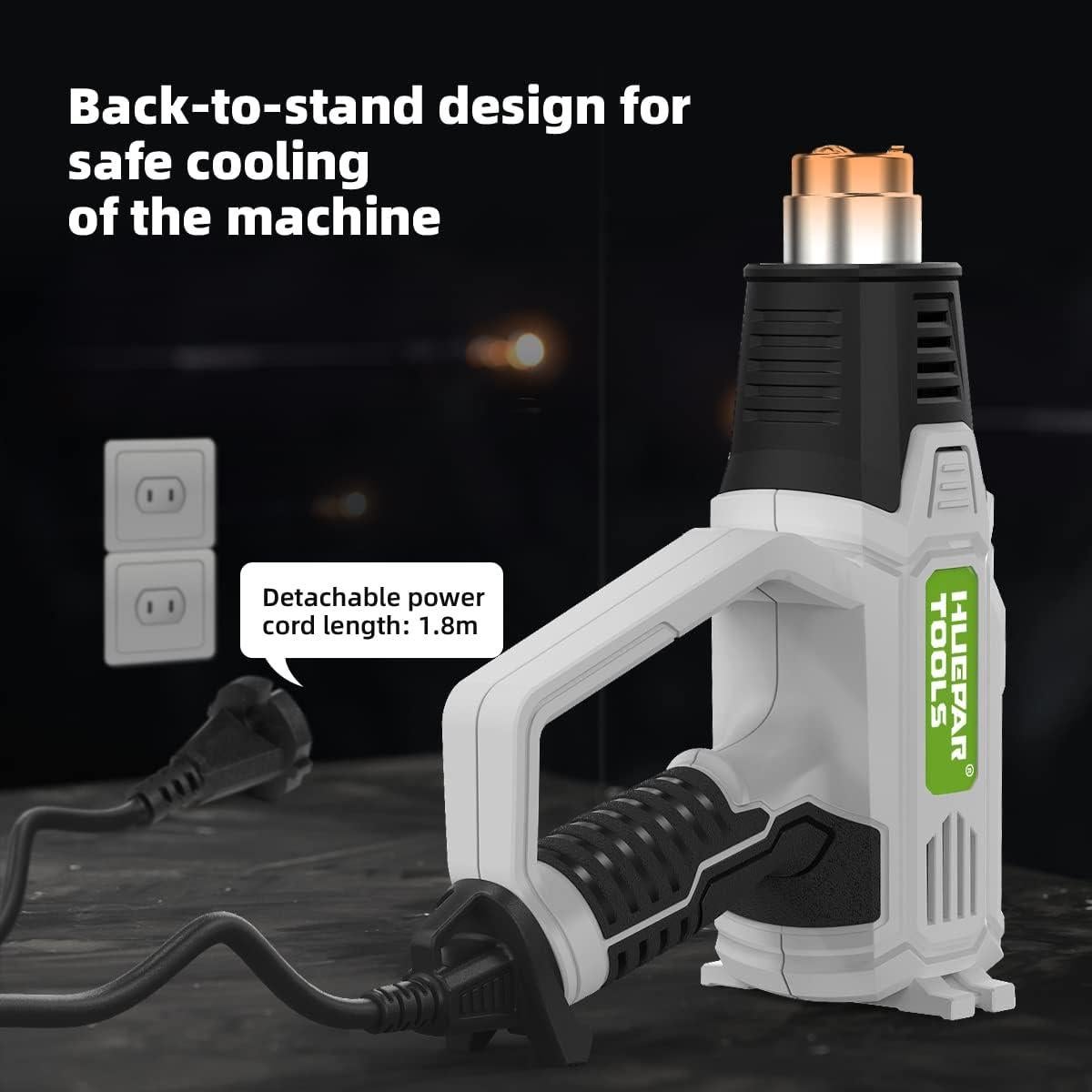 Pistola de Calor Huepar HG01 1500W con 10 Accesorios