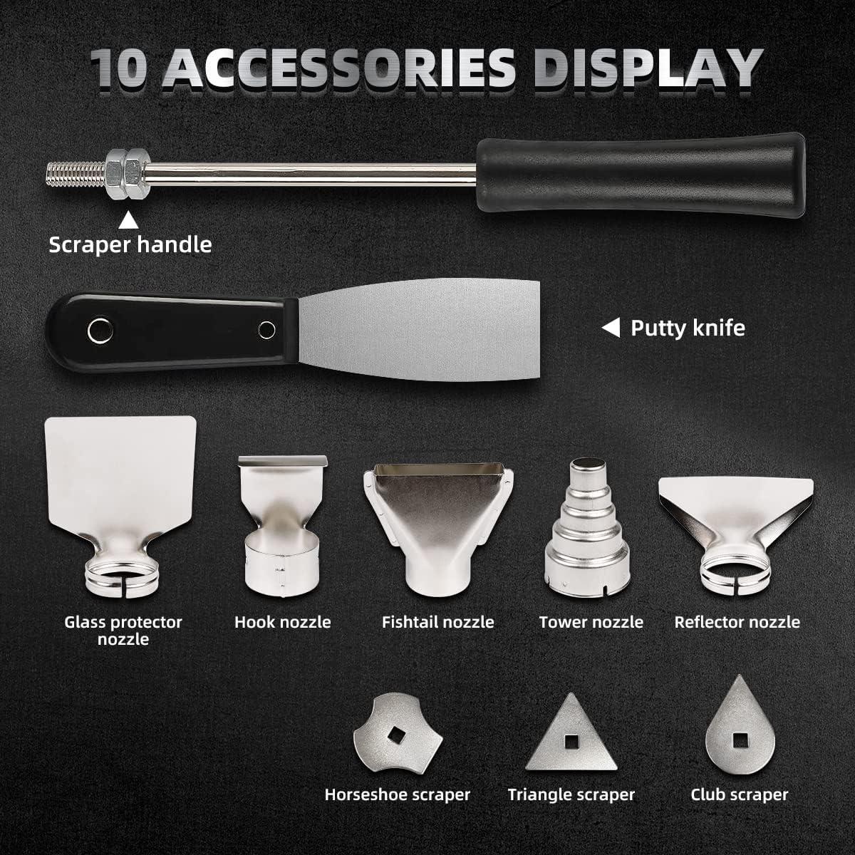 Pistola de Calor Huepar HG01 1500W con 10 Accesorios