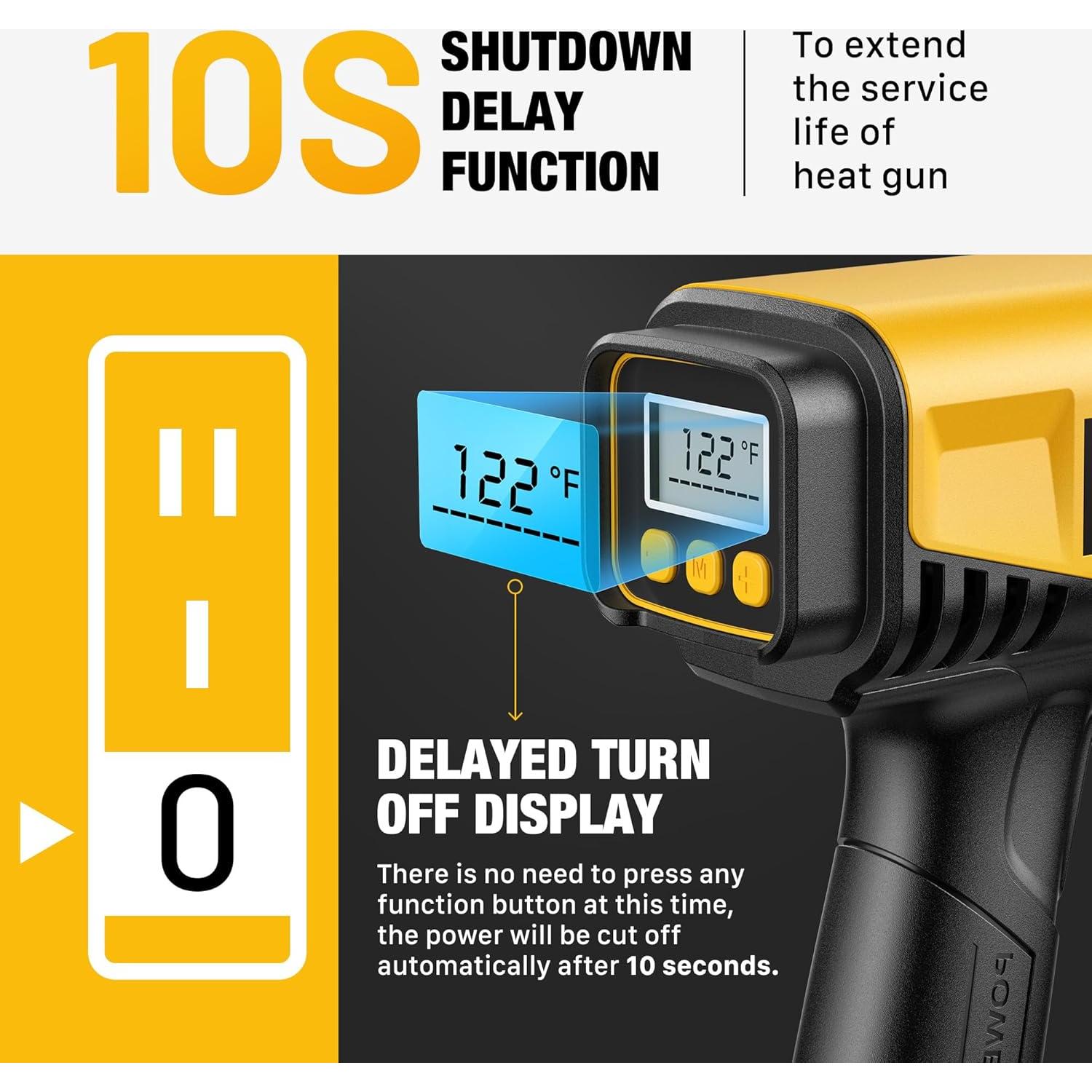 Pistola de Calor SEEKONE 1800W LCD Compacta 50-650°C