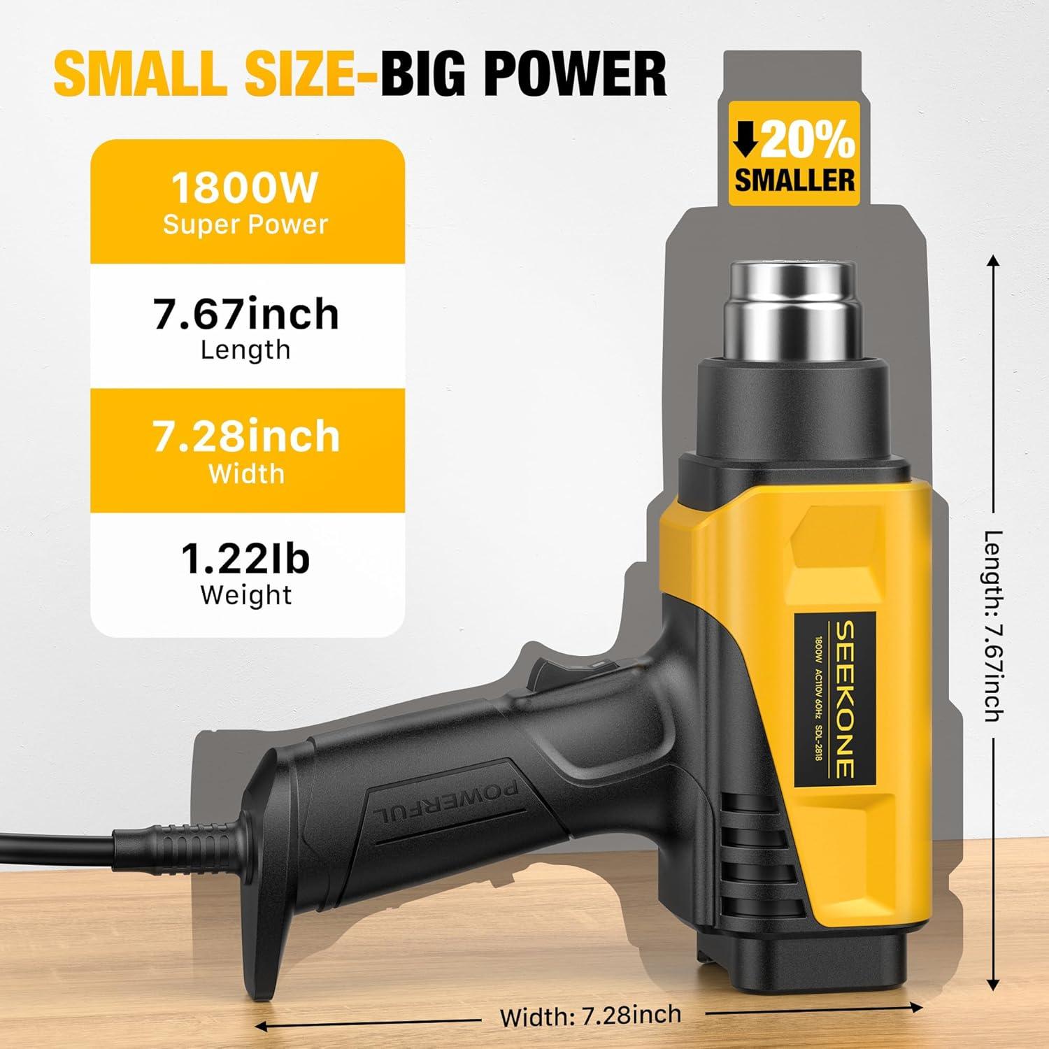 Pistola de Calor SEEKONE 1800W LCD Compacta 50-650°C