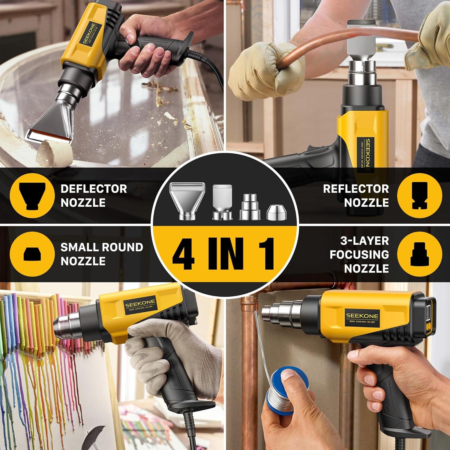 Pistola de Calor SEEKONE 1800W LCD Compacta 50-650°C