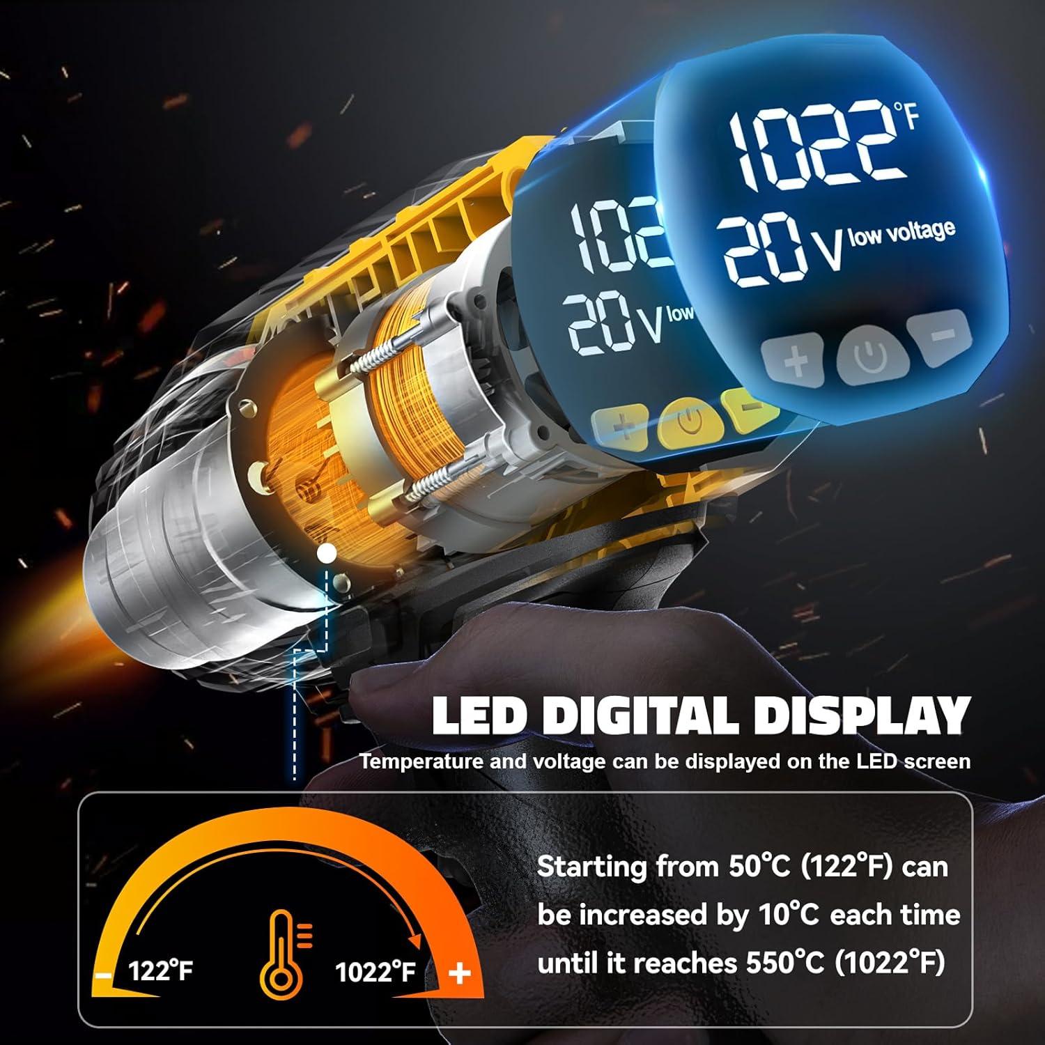 Pistola de Calor Inalámbrica Dewalt 20V 350W Control Digital