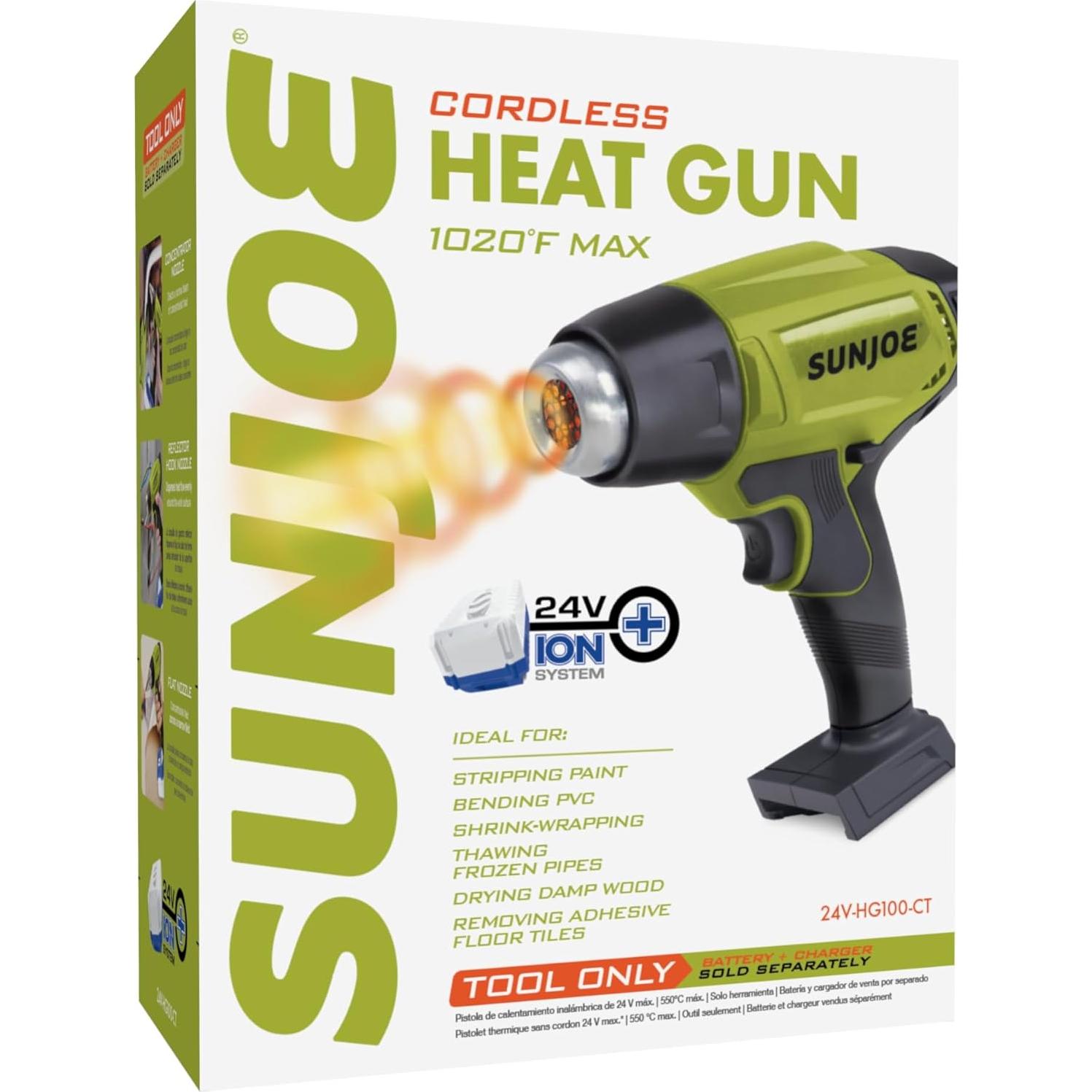 Pistola de Calor Inalámbrica Sun Joe 24V-HG100-CT 549°C